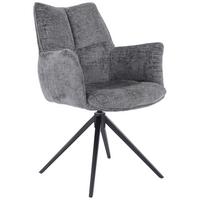 Otočná stolička s podrúčkami LUCIA tm.sivá - čierna/grafitová, Lifestyle, kov/textil (62/90/64cm) - Premium Living