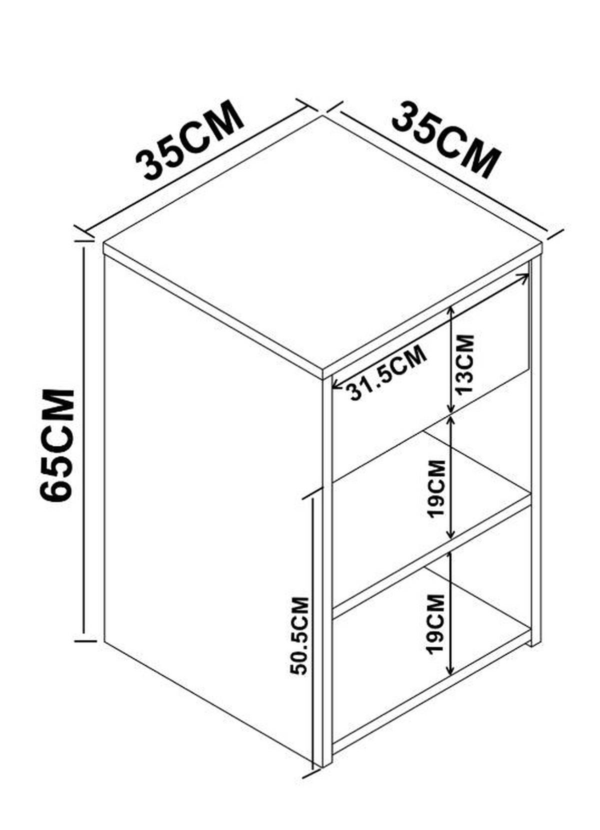 Noční stolek Sledo Maxi v bílé barvě - bílá, Konvenční, kompozitní dřevo (35/65/35cm) - MID.YOU