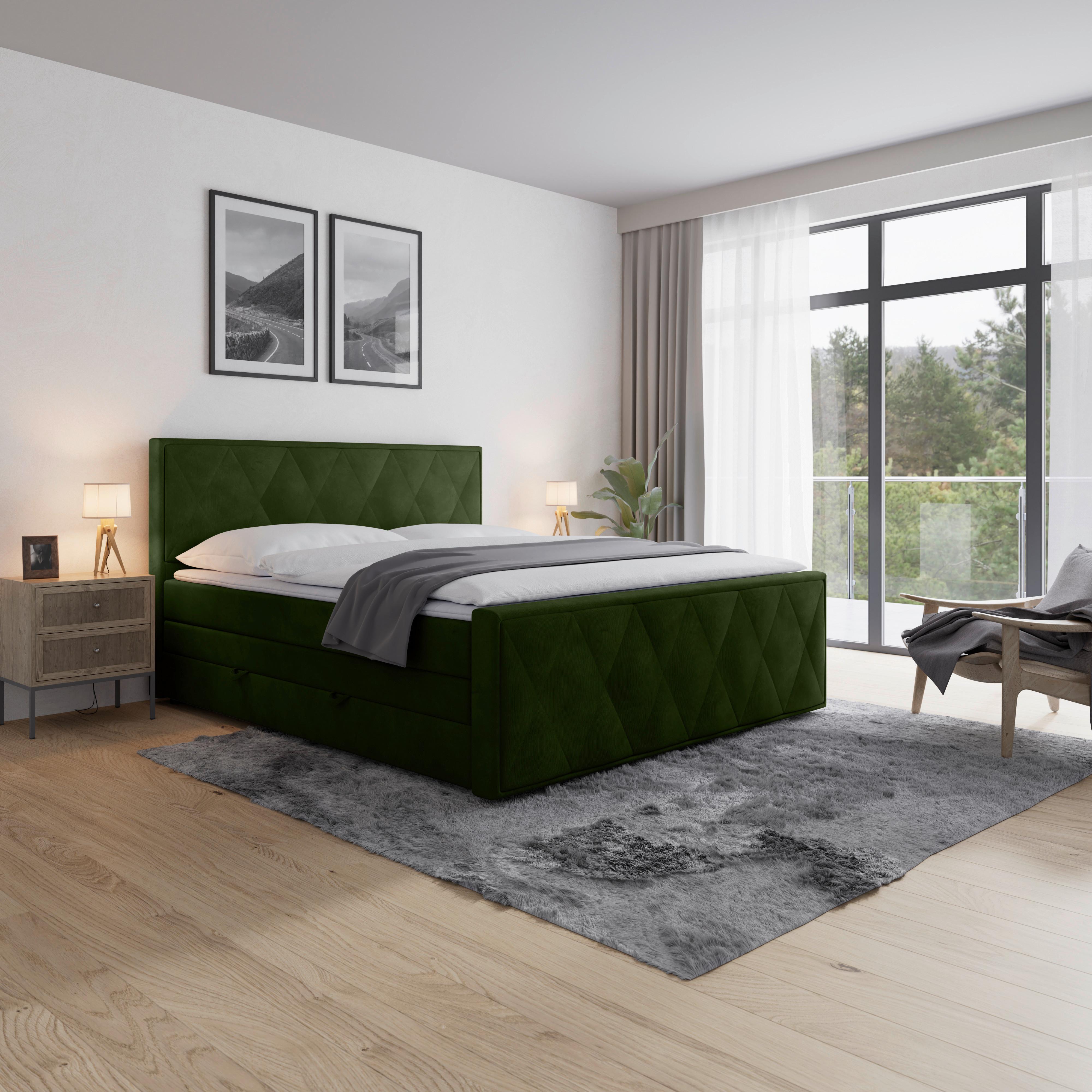 Boxspringbett Porto 180x200 cm Grün