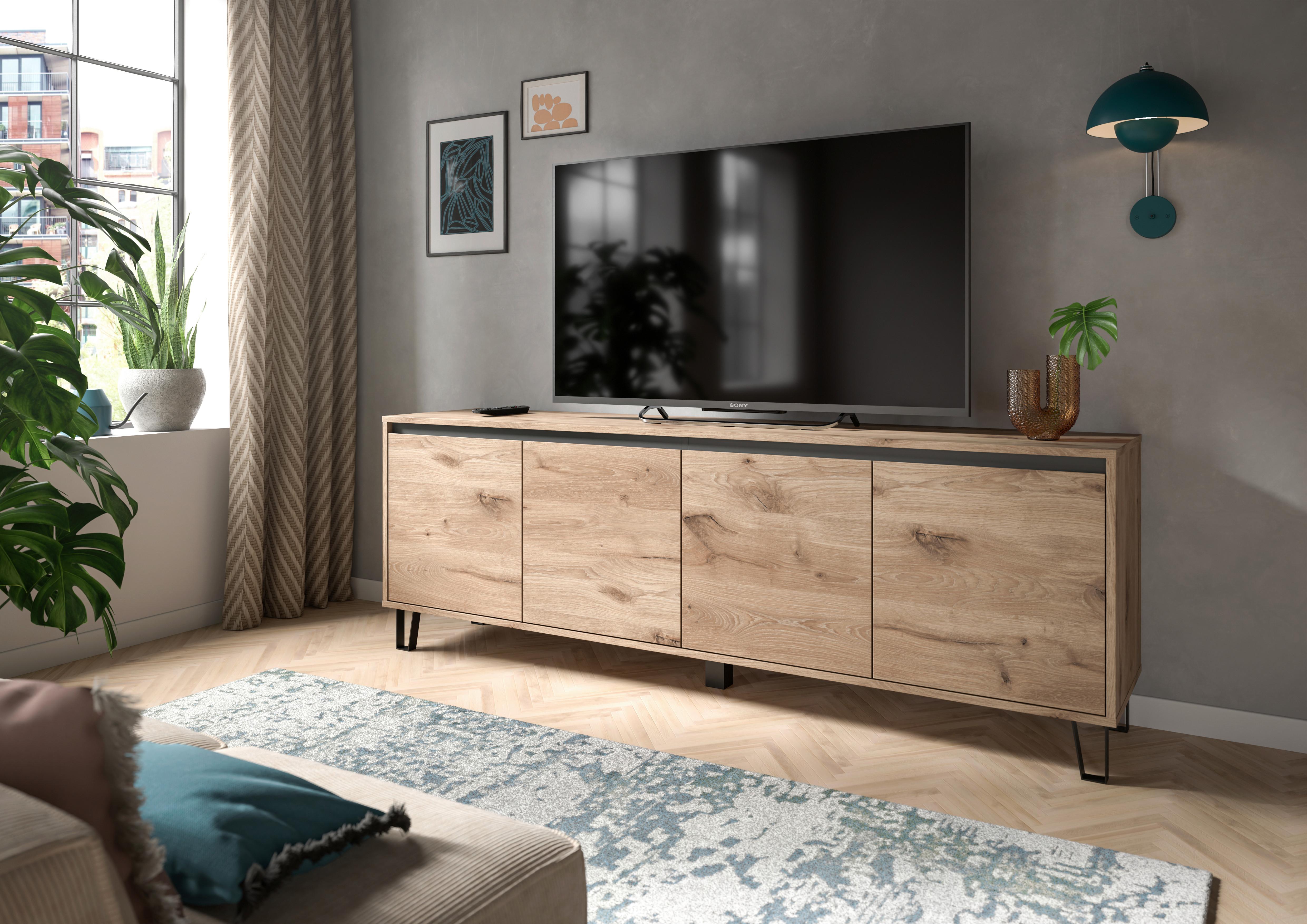 Lowboard Balton Eiche Dekor B: 184 Cm - Eiche dunkel, Design, Holzwerkstoff (184/64/40cm) - MID.YOU