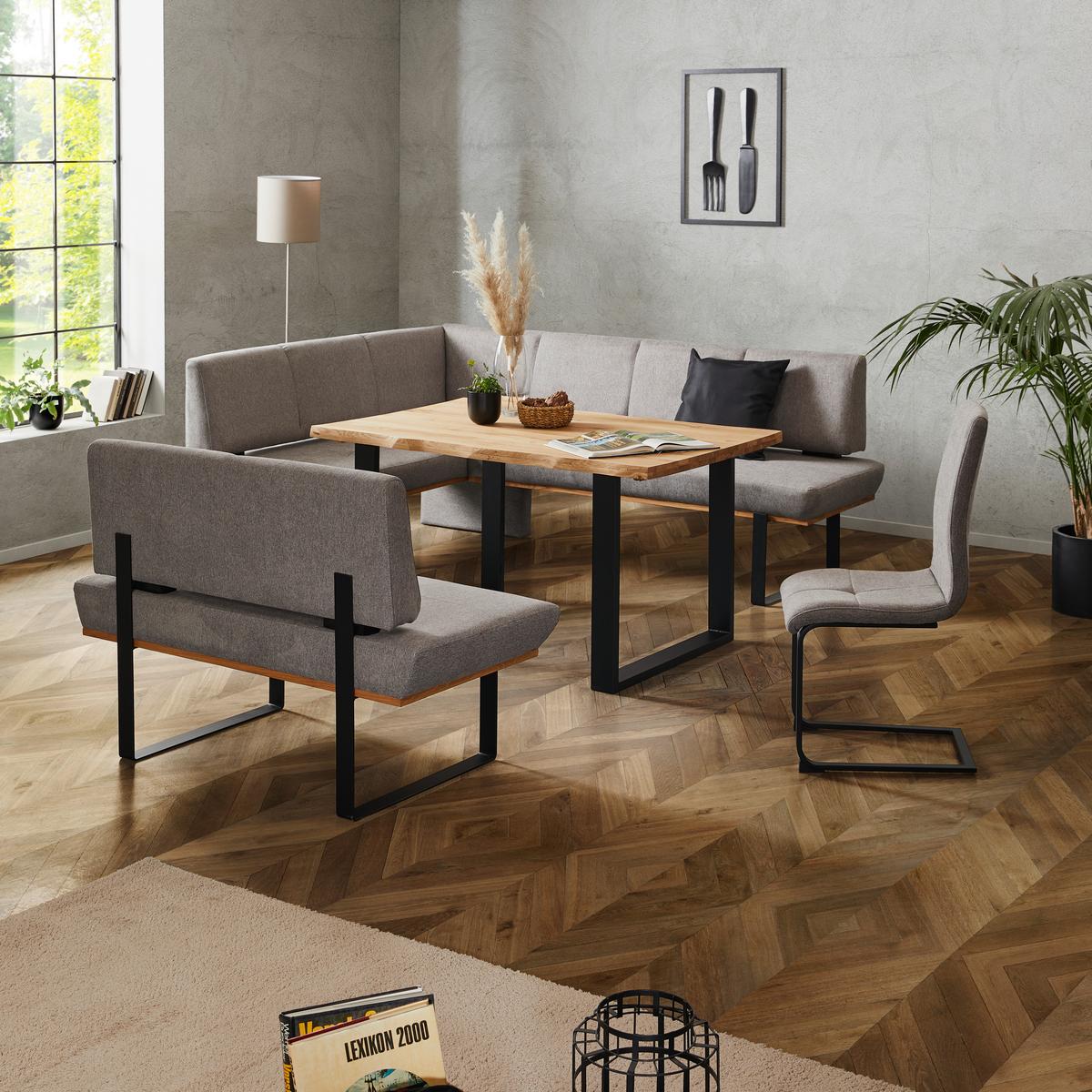 Eckbank Dunkelgrau/Schwarz Tristan 175x225 cm - Schwarz/Grau, MODERN, Holz/Textil (175/225cm) - James Wood