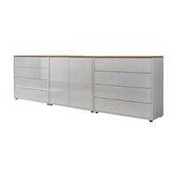 Sideboard Mailand4 B:237cm Weiß/eiche - Weiß Hochglanz/Schwarz, MODERN, Holzwerkstoff (237/73/33cm) - MID.YOU