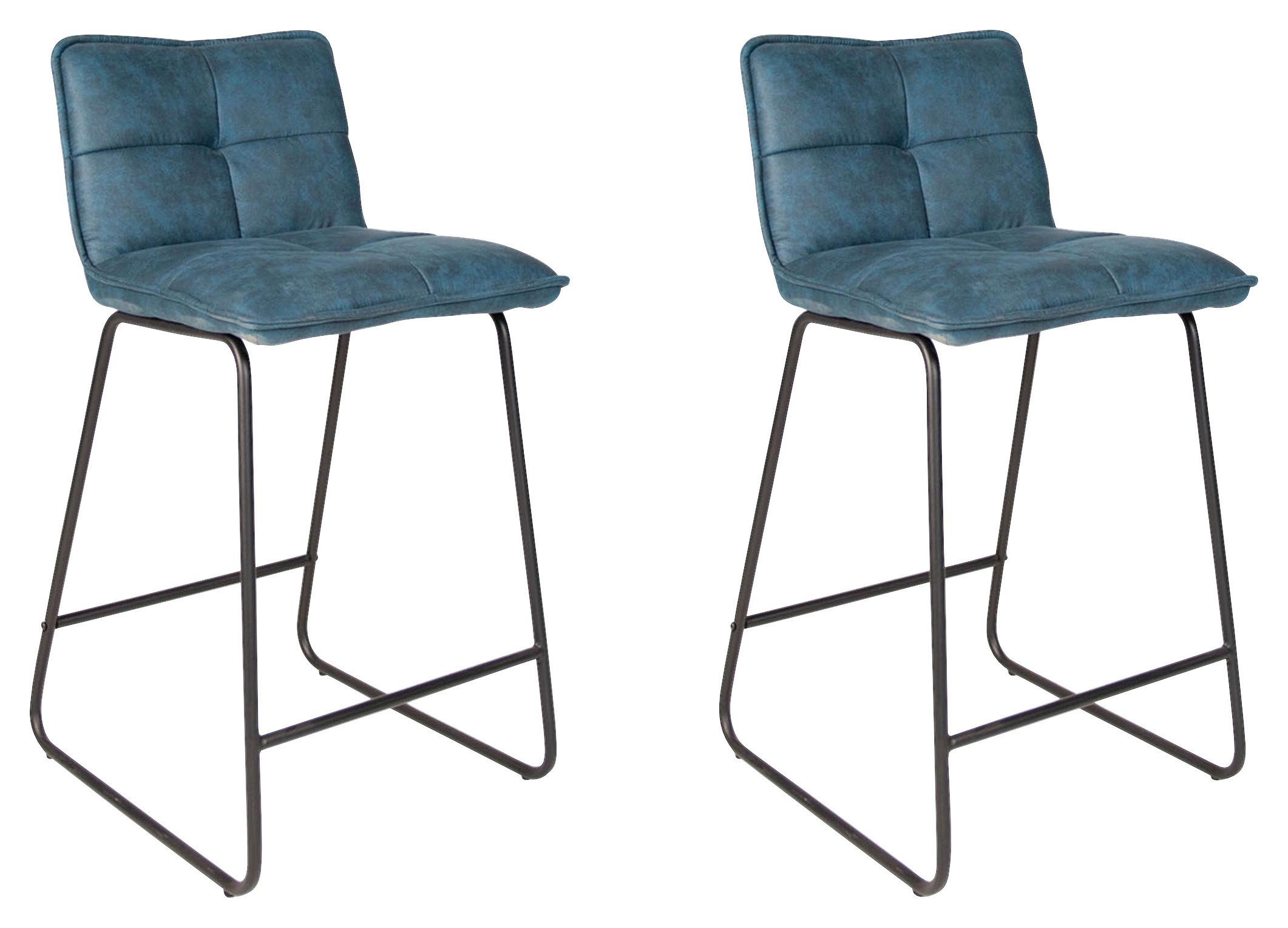 Barhocker-Set Jeremy - Türkis/Schwarz, KONVENTIONELL, Textil/Metall (44/87/50cm) - MID.YOU