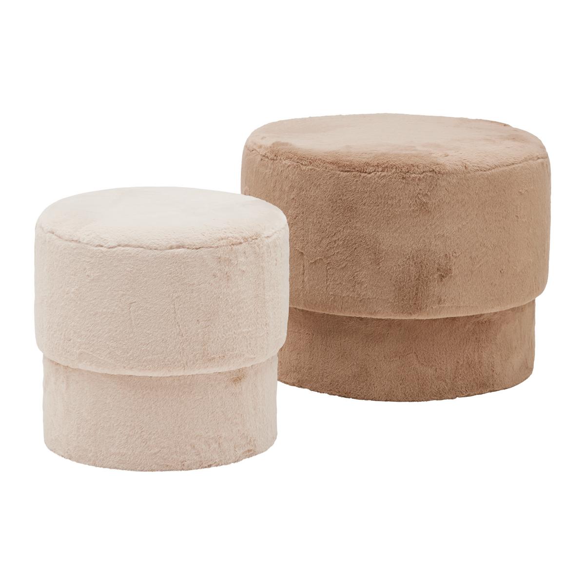 Sada taburetiek SUSA -TREND- - taupe/béžová, Romantik / Landhaus, kompozitné drevo/textil (56/40/56/40/42/38cm) - Premium Living