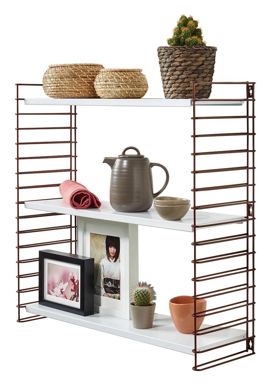 Wandregal Tomado 70cm Bronze/ Weiß - Weiß/Bronzefarben, KONVENTIONELL, Kunststoff/Metall (70/68/21cm) - Tomado