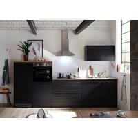 Küchenzeile Jazz 4 Mit Geräten 320 Cm Schwarz - Eichefarben/Schwarz, Basics, Holzwerkstoff (320cm) - MID.YOU