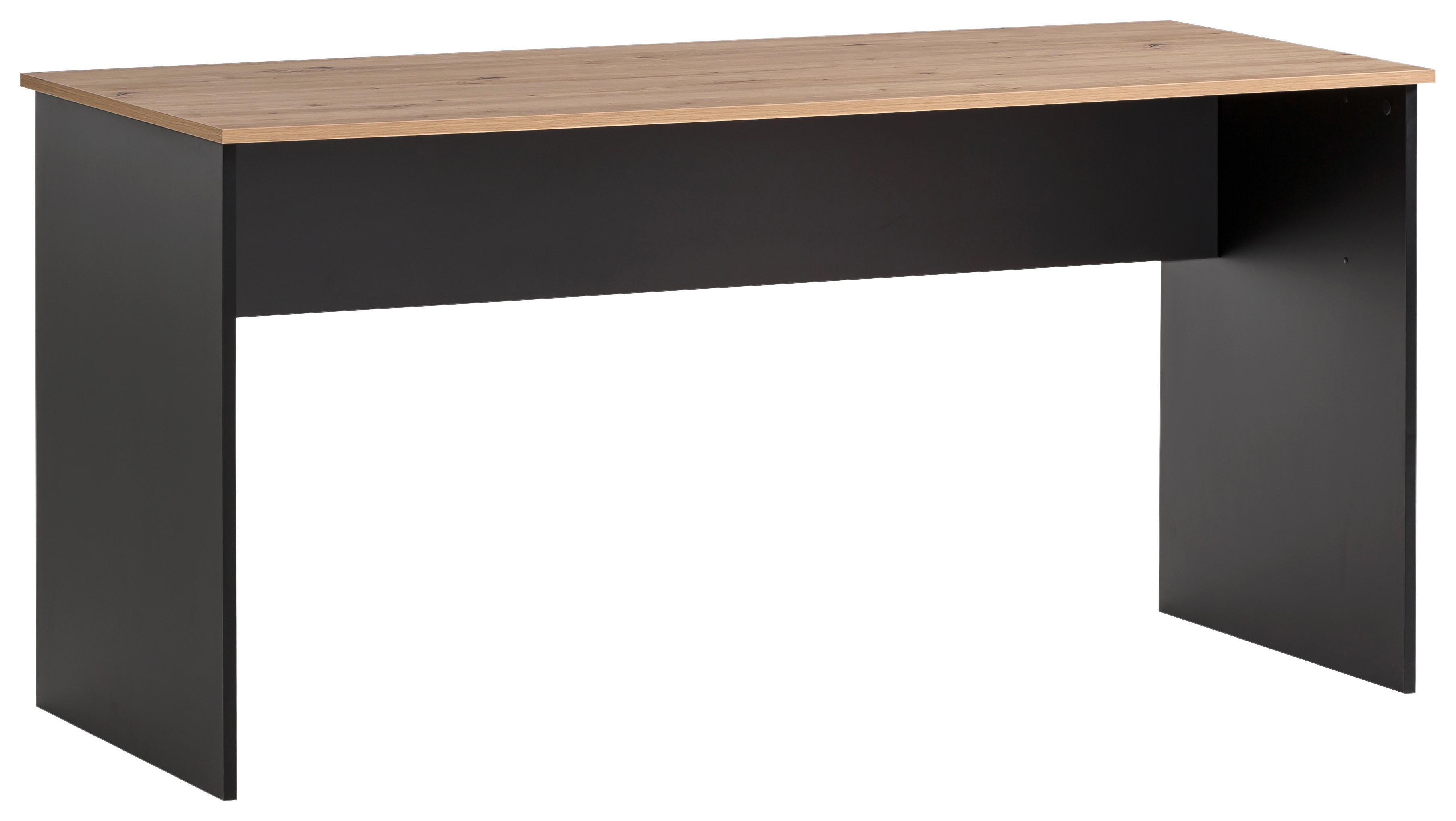 Schreibtisch Aino - Eichefarben/Schwarz, MODERN, Holzwerkstoff (65/150/73,6cm) - MID.YOU