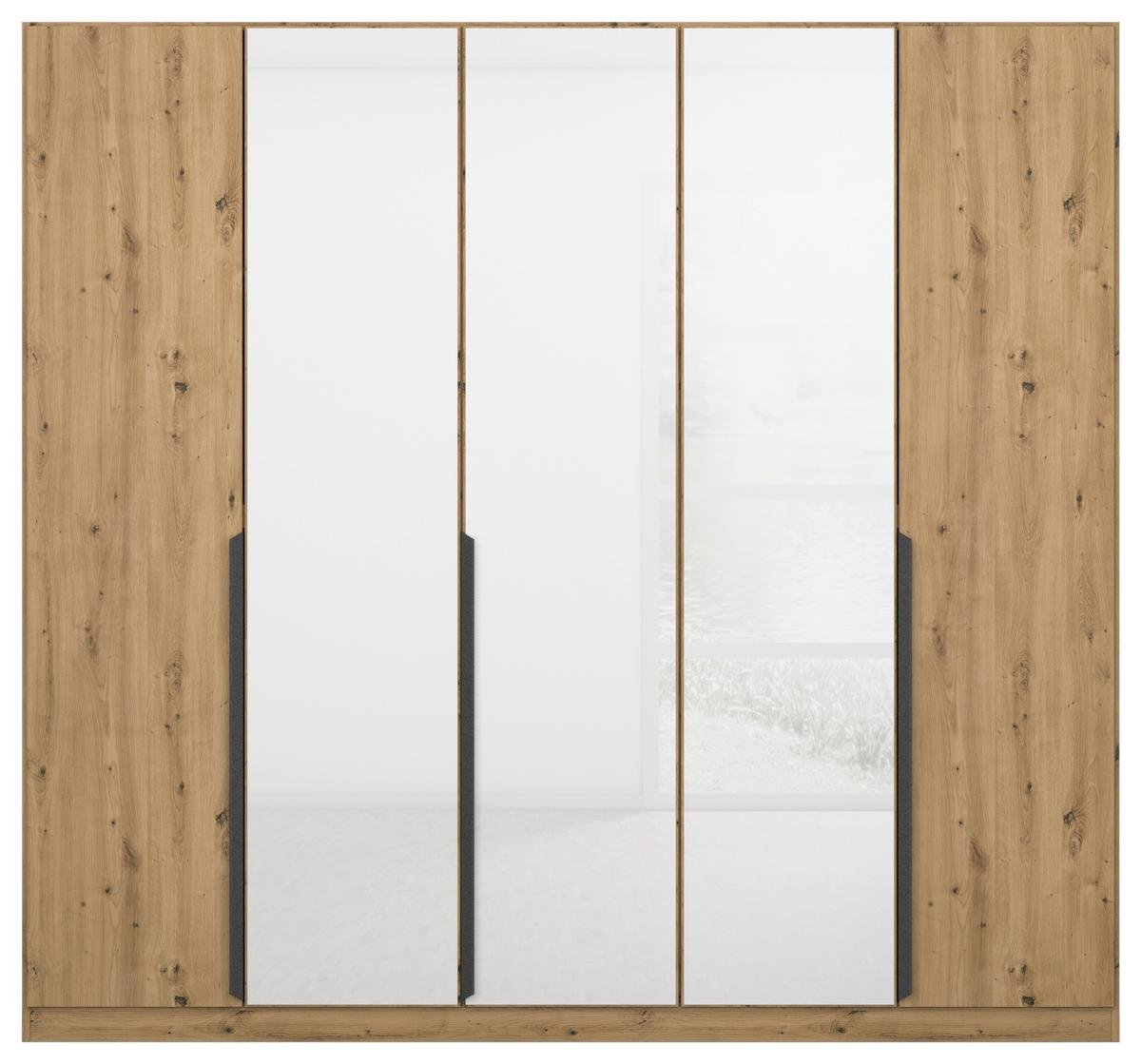 Drehtürenschrank Artemis 225 Cm Weiß/eiche Dekor - Weiß/Eiche Artisan, MODERN, Glas/Holzwerkstoff (225/210/54cm) - Rauch Möbel
