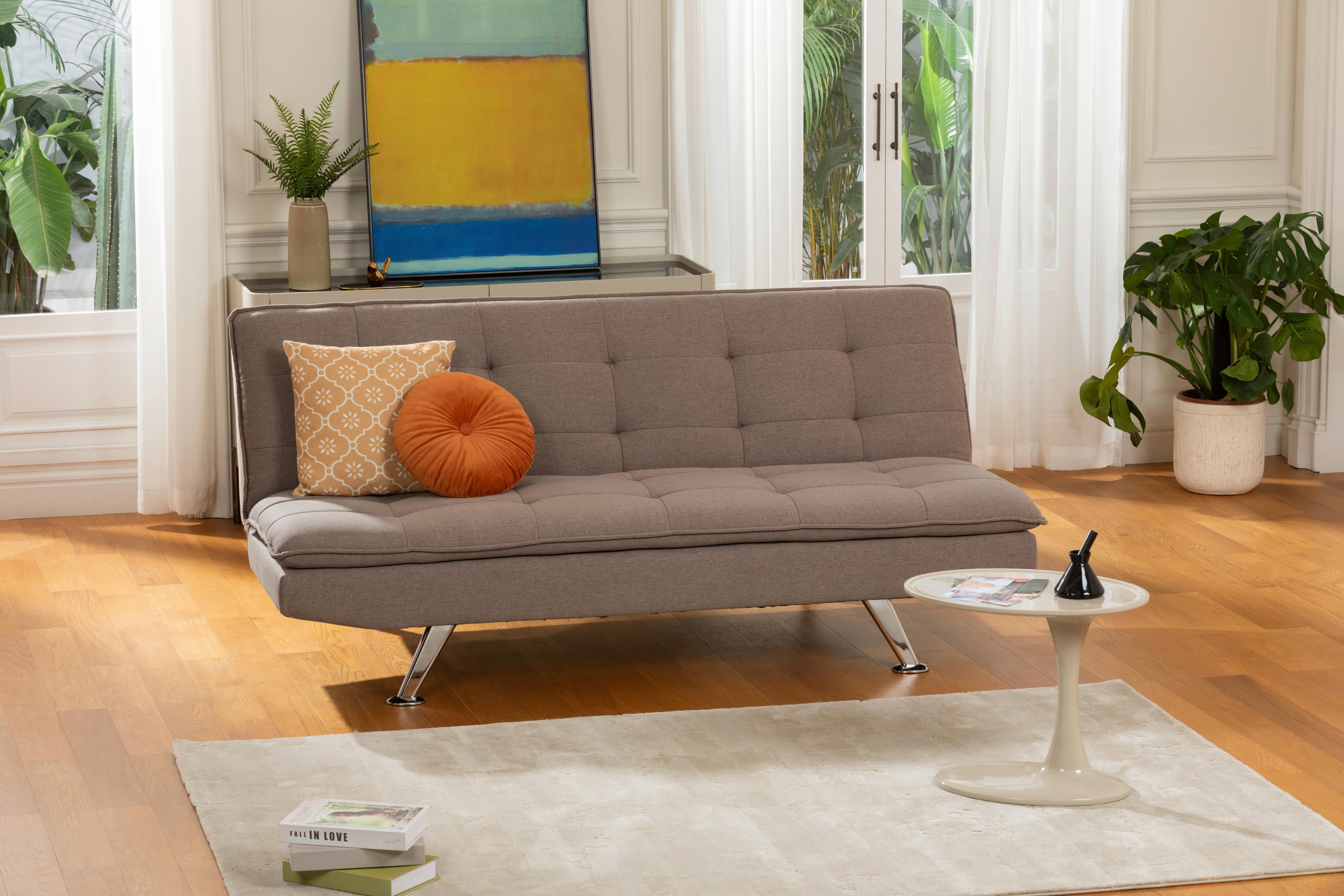 Schlafsofa Turin - Silberfarben/Braun, Basics, Textil (194/87/102cm) - MID.YOU
