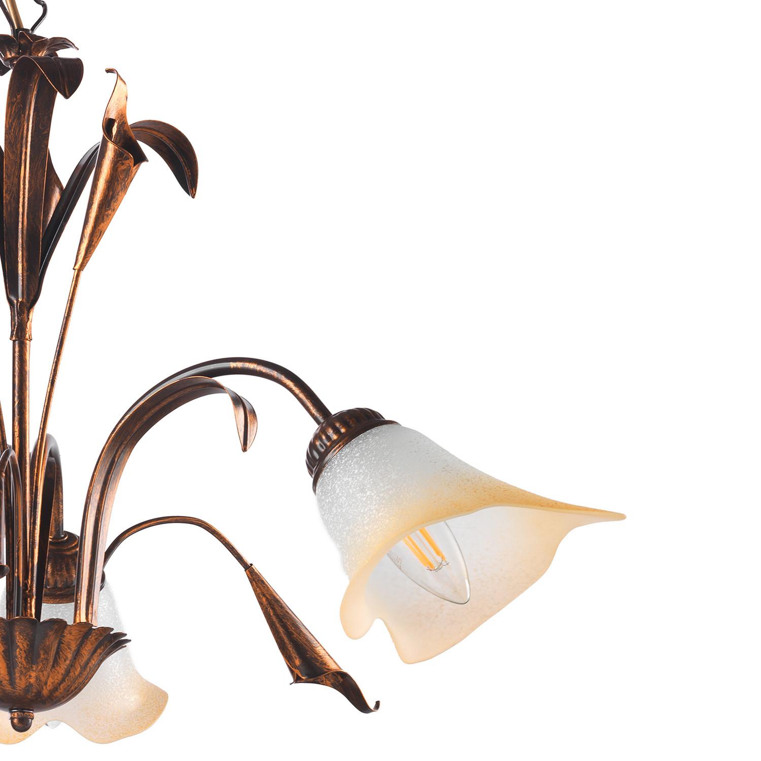 Kronleuchter 4722/3b - Bronzefarben, Natur, Glas/Metall (60/100cm)