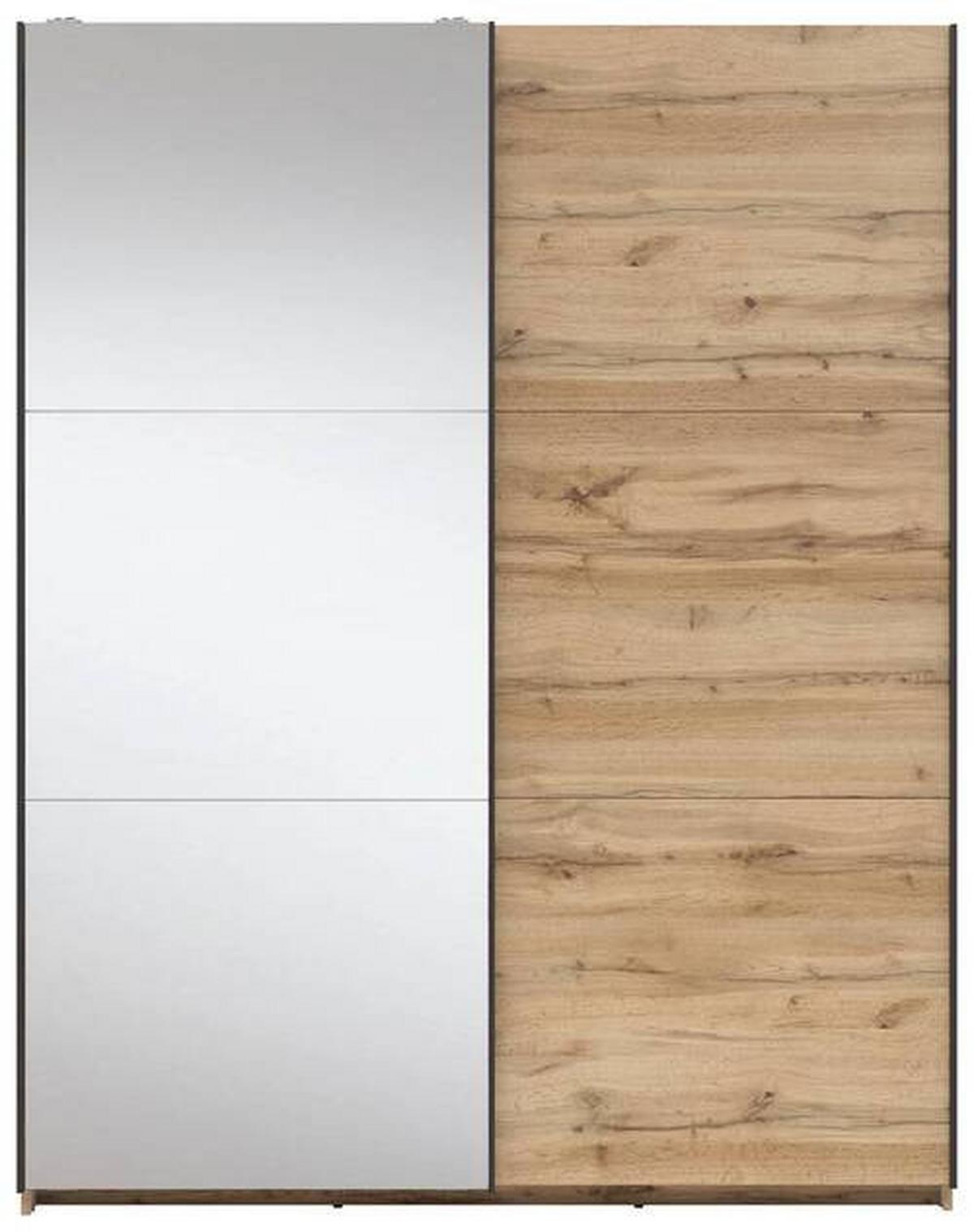 Schwebetürenschrank Tetrix - Klar/Eiche Wotan, MODERN, Glas/Holzwerkstoff (153,5/195,5/60cm) - MID.YOU