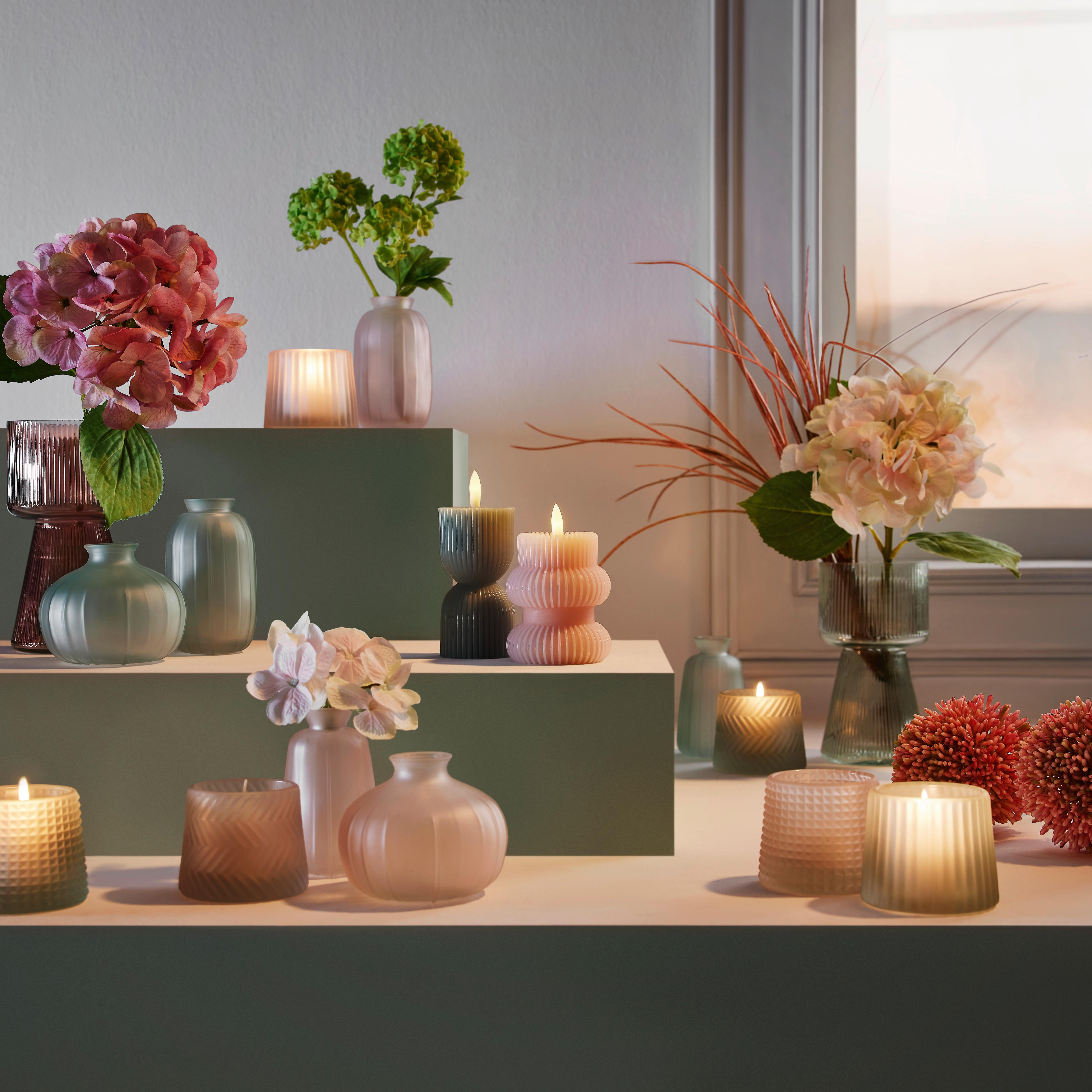 LED svíčka Grace - růžová, Basics, plast (7.5/11.5cm) - Modern Living