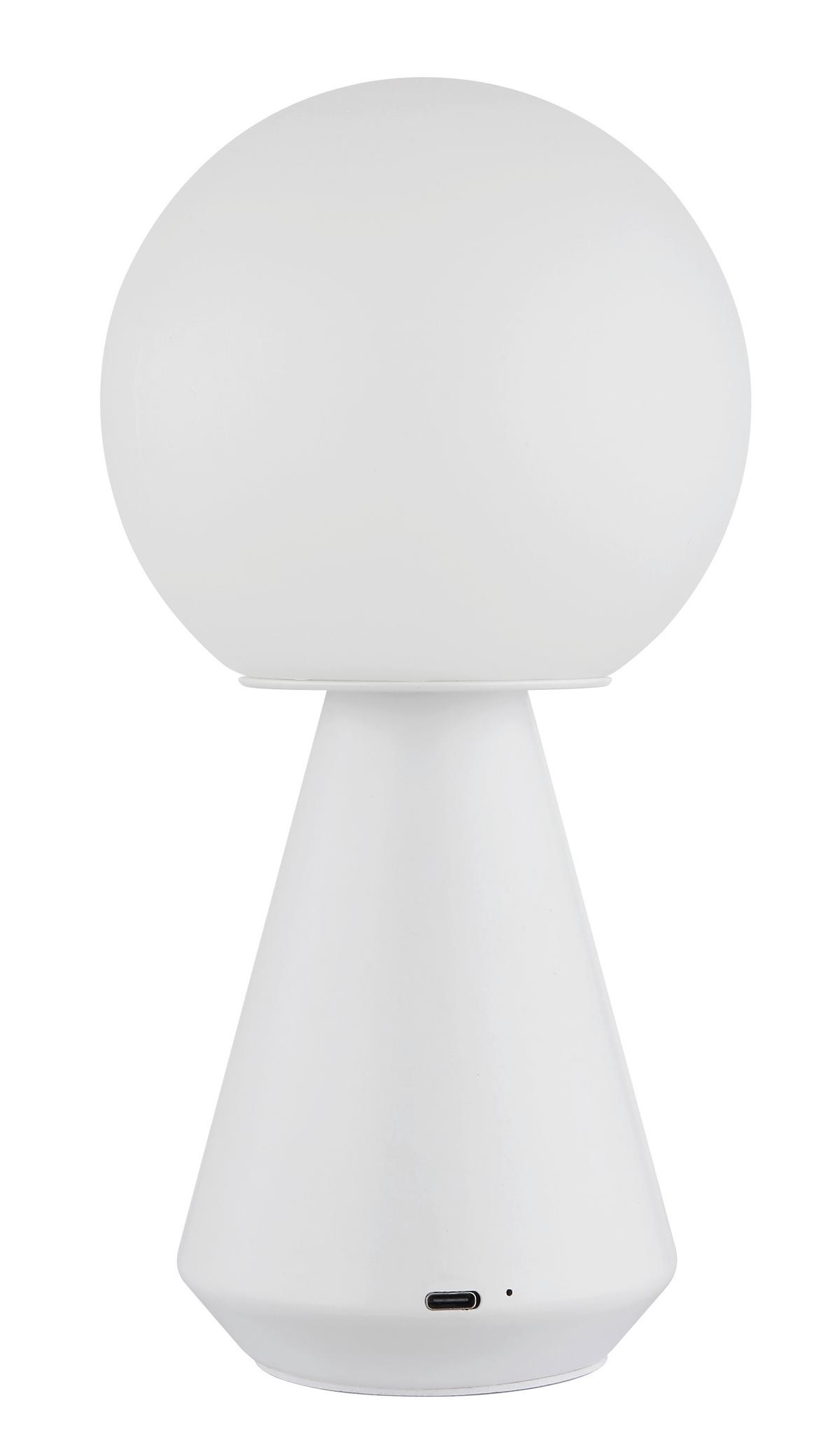 Akku-tischleuchte Sora Weiß D: 12 Cm - Weiß, Design, Kunststoff/Metall (12/23,5cm) - Globo