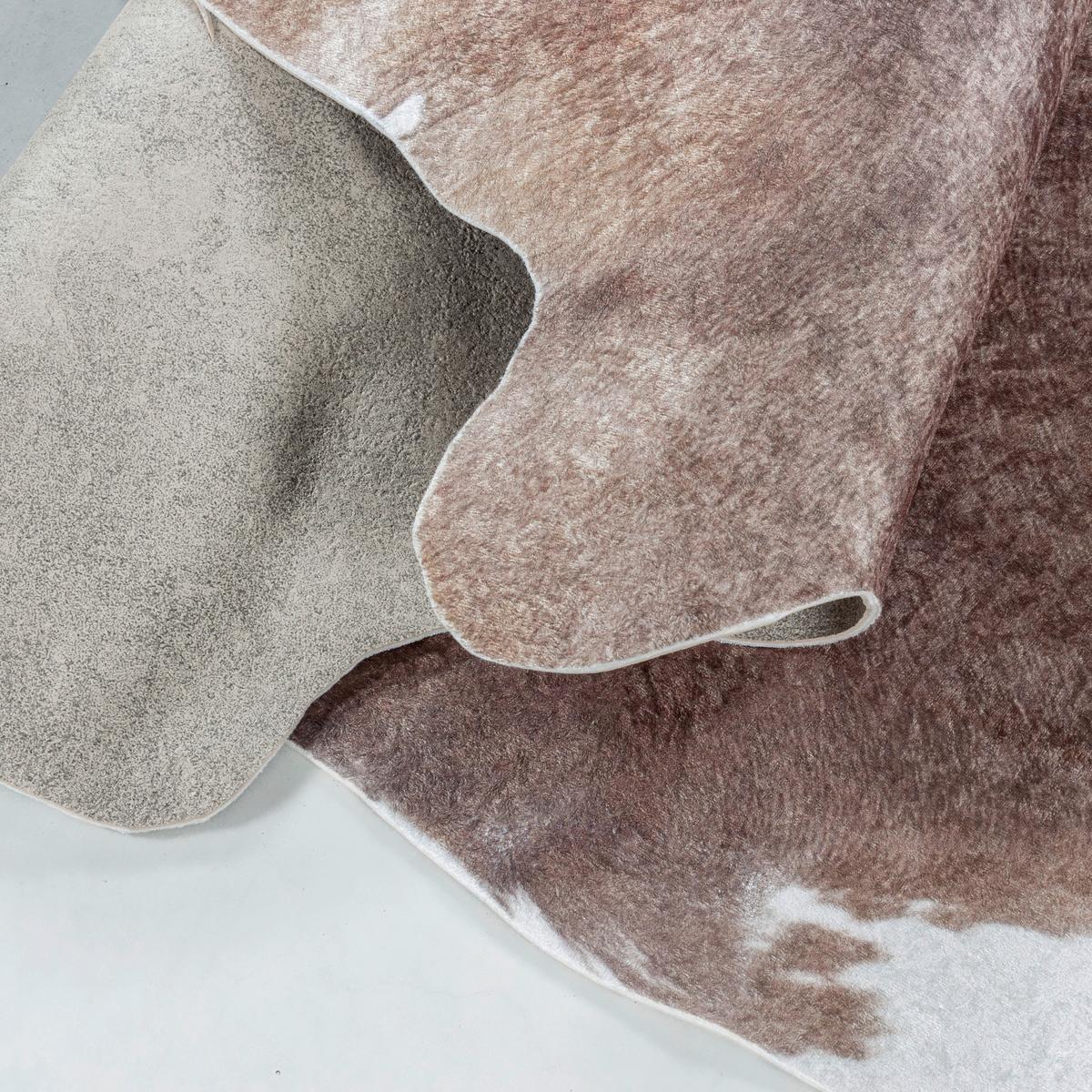 Fellteppich Etosha - Braun/Weiß, Design, Textil (100/135cm) - Novel
