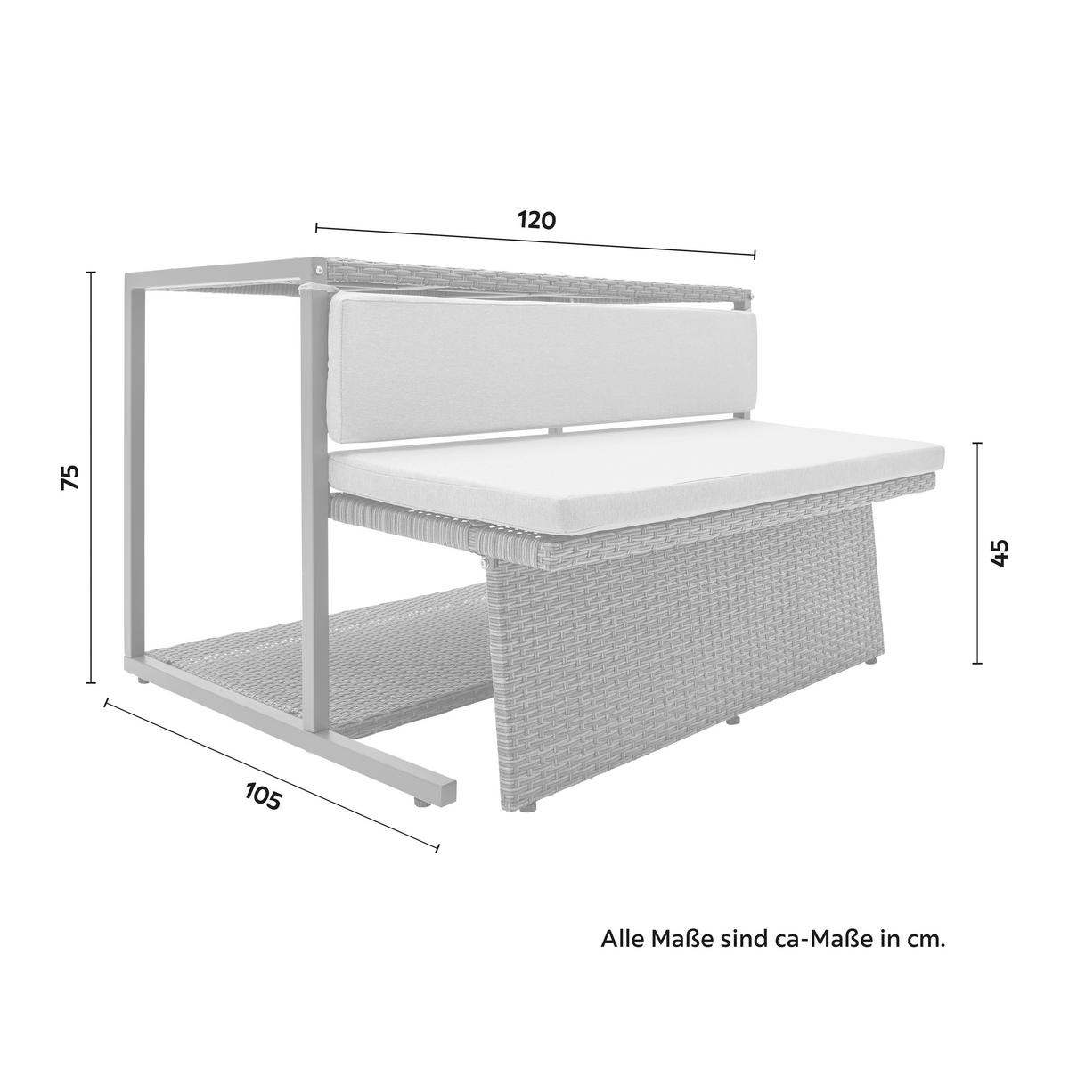 Sada na balkon MARIO tm.šedá/sv.šedá - šedá/světle šedá, Moderní, kov/textil (120/75/105cm) - Bessagi Garden