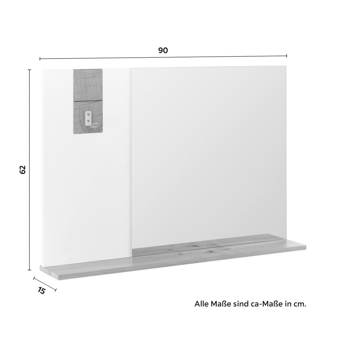 Zrcadlo CARA - bílá/barvy dubu, Moderní, sklo (90/62/15cm) - Bessagi Home