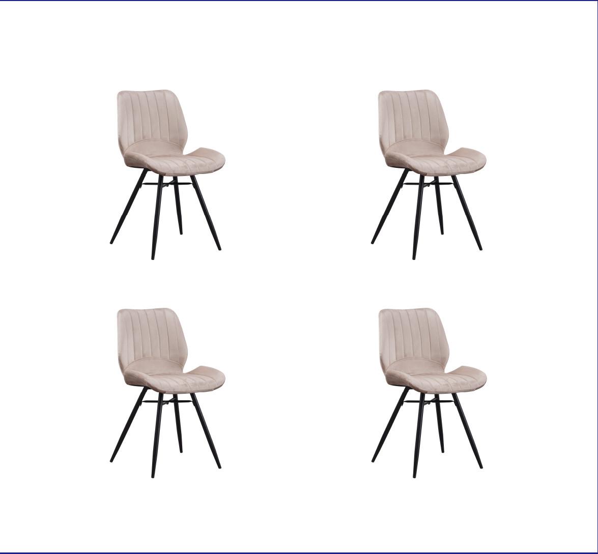 Stuhl-Set Barron Beige B: 47 cm - Beige/Schwarz, MODERN, Textil/Metall (47/82/55cm) - MID.YOU