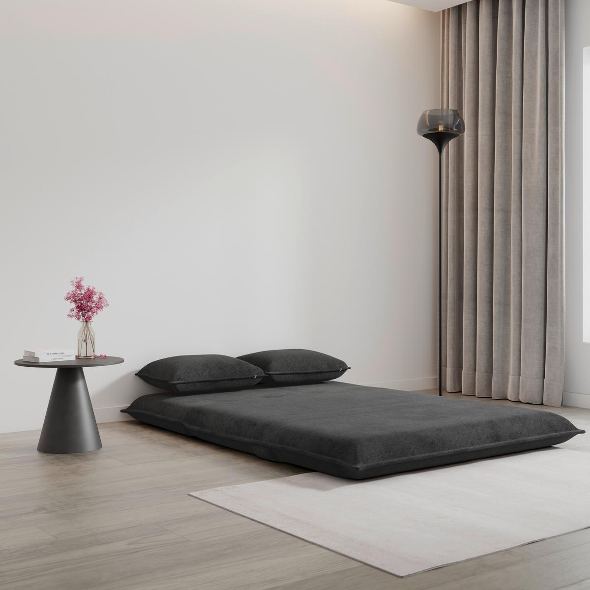 Rozkládací pohovka MACY, tmavě šedá, max. 240 kg - tmavě šedá, Moderní, kov/textil (141/68/87cm) - Bessagi Home