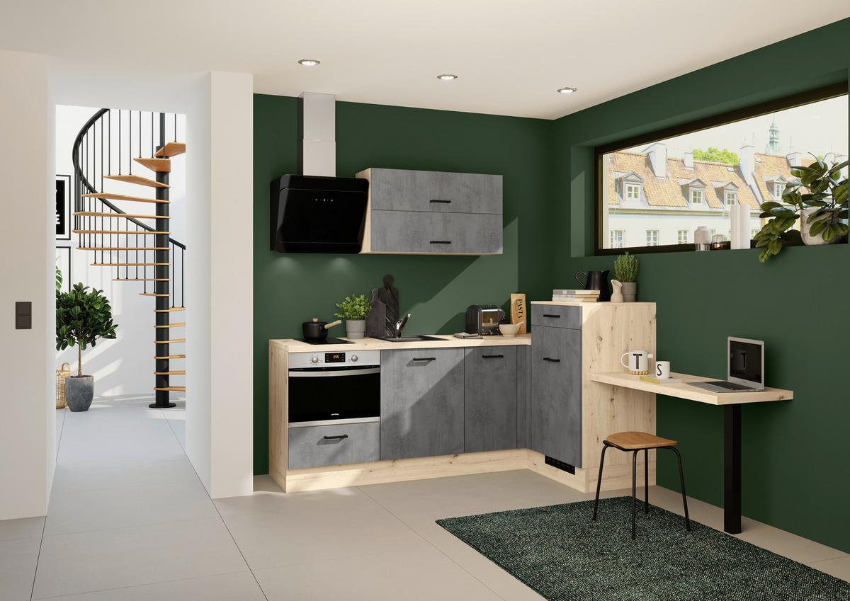 Eckküche Ip1200 - Eichefarben/Grau, Design, Holzwerkstoff (225/241cm) - Impuls