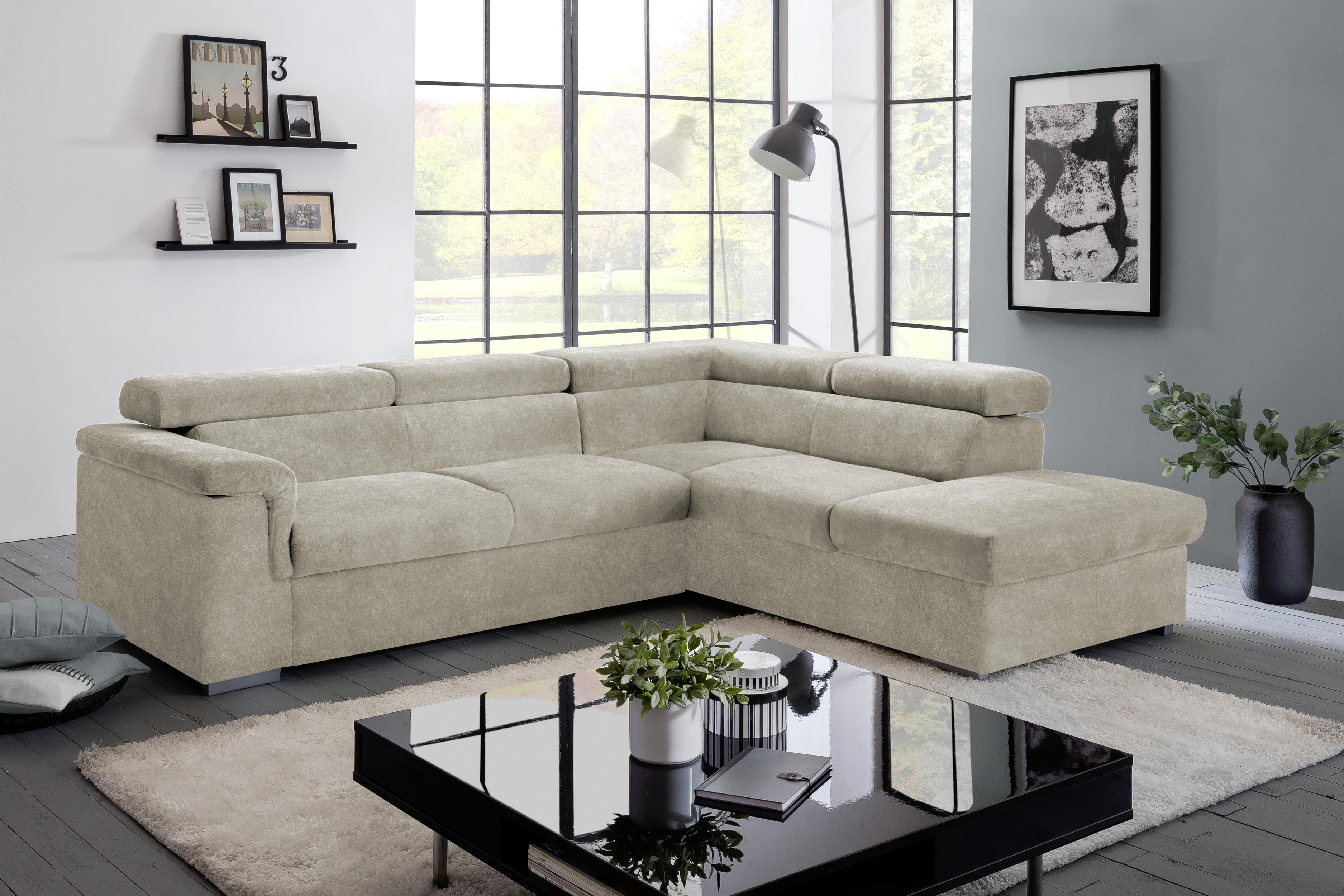 Sedací Souprava Milla Platinum Pravý Roh - béžová, Basics, dřevo/textil (252/217cm)