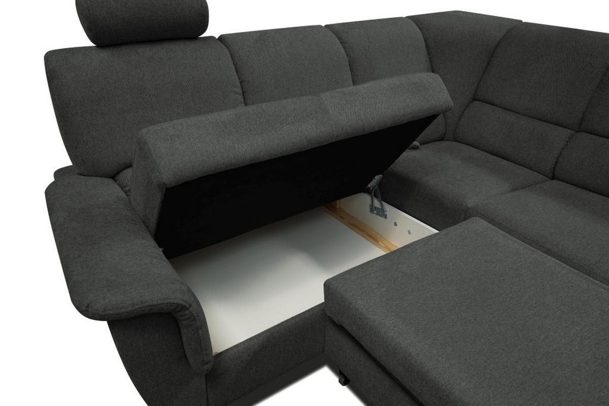 Sedačka MARSYLIA, levá, antracit.velur, s relax.rohem - černá/barvy stříbra, Design, kov/dřevo (216/270cm) - MID.YOU