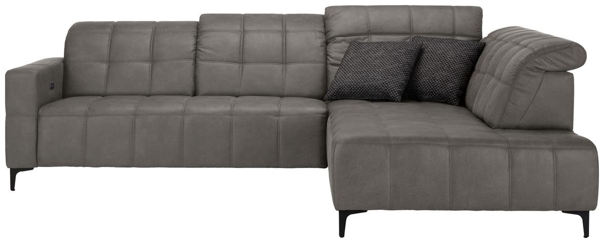 Rohová sedačka PANAMA, pravá, šedobéžová - černá/šedobéžová, Konvenční, kov/textil (304/216cm) - Premium Living