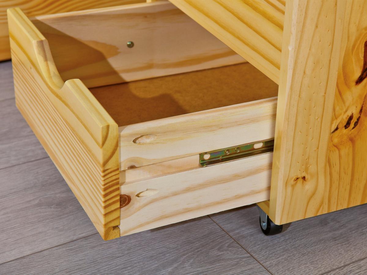 Stauraumbett Echtholz inkl. Nachtkästchen 90x200 Claas - Naturfarben, Basics, Holz (90/200cm) - MID.YOU