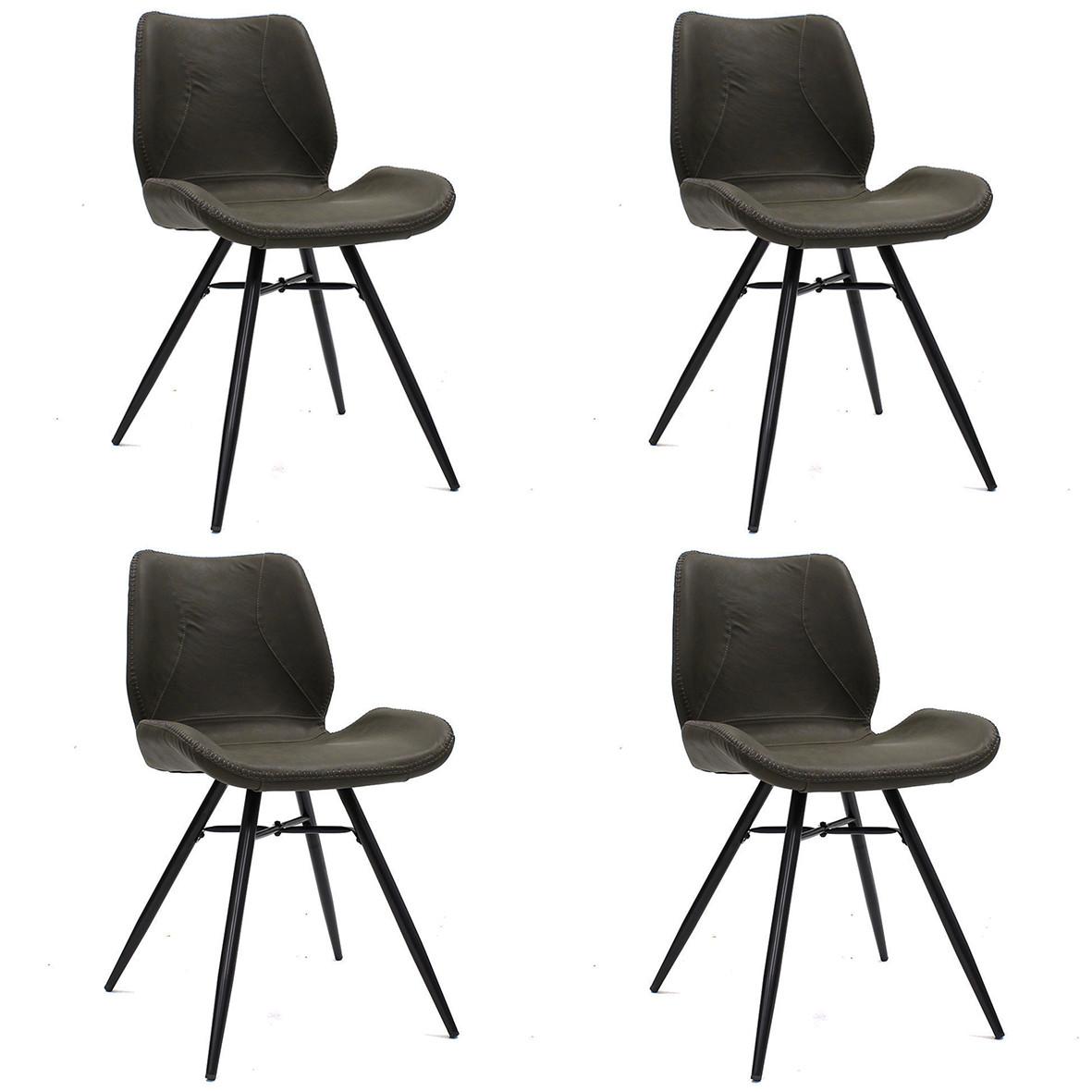 Stuhl-Set Barron - Dunkelgrün/Schwarz, LIFESTYLE, Textil/Metall (47/82/55cm) - MID.YOU