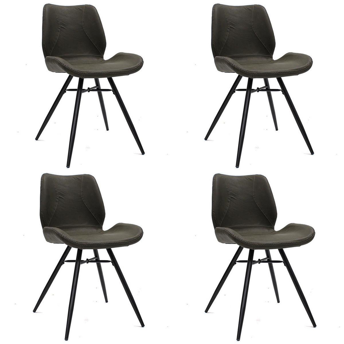 Stuhl-set Barron - Dunkelgrün/Schwarz, LIFESTYLE, Textil/Metall (47/82/55cm) - MID.YOU