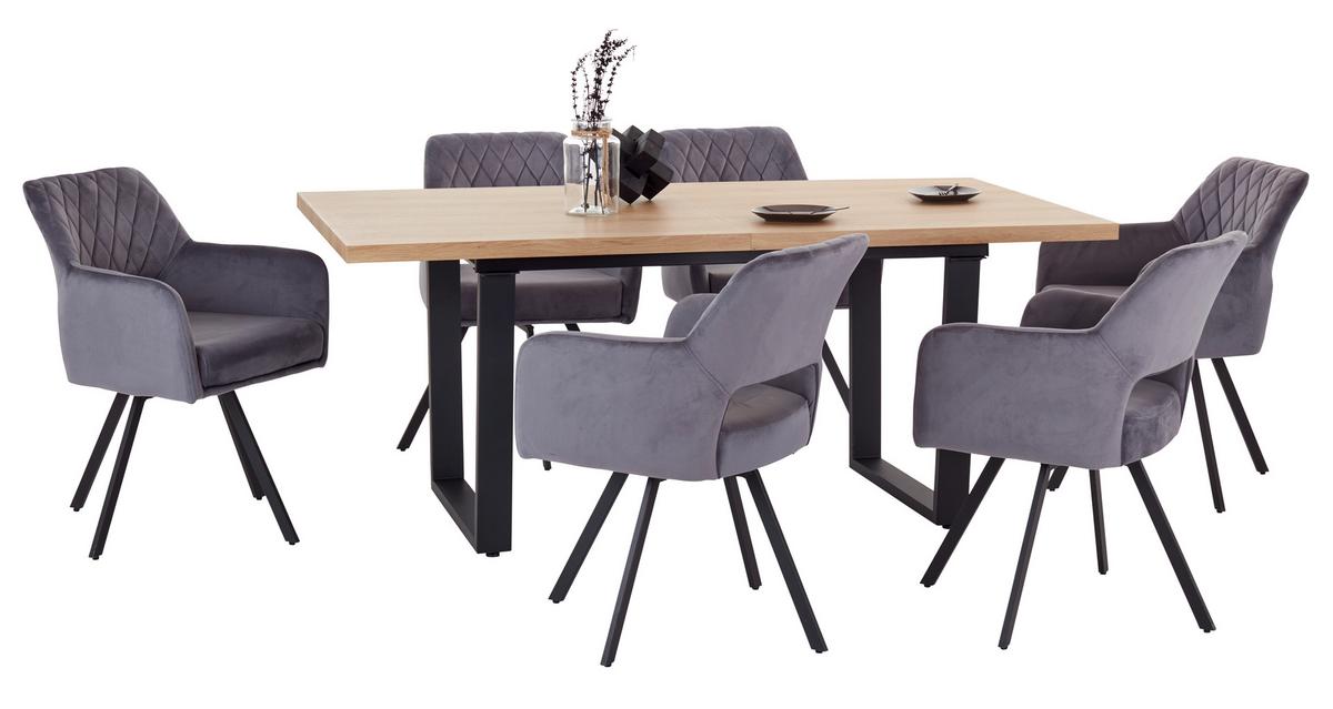 VÝSUVNÝ STŮL RUDI 180 AZ - černá/přírodní barvy, Moderní, kov/kompozitní dřevo (180 - 220/75/90cm)