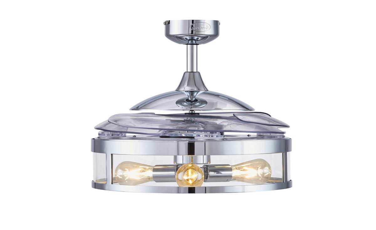 Deckenventilator Fanaway Chrom 4 Flügel, Led-Leuchte - Chromfarben/Transparent, Basics, Kunststoff/Metall (122/41cm) - P & B
