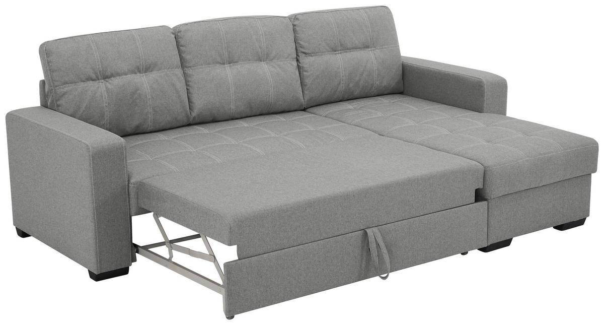 Eckschlafsofa Mediolan Grau S: 240x160 cm - Schwarz/Weiß, Design, Textil (240/160cm) - Livetastic