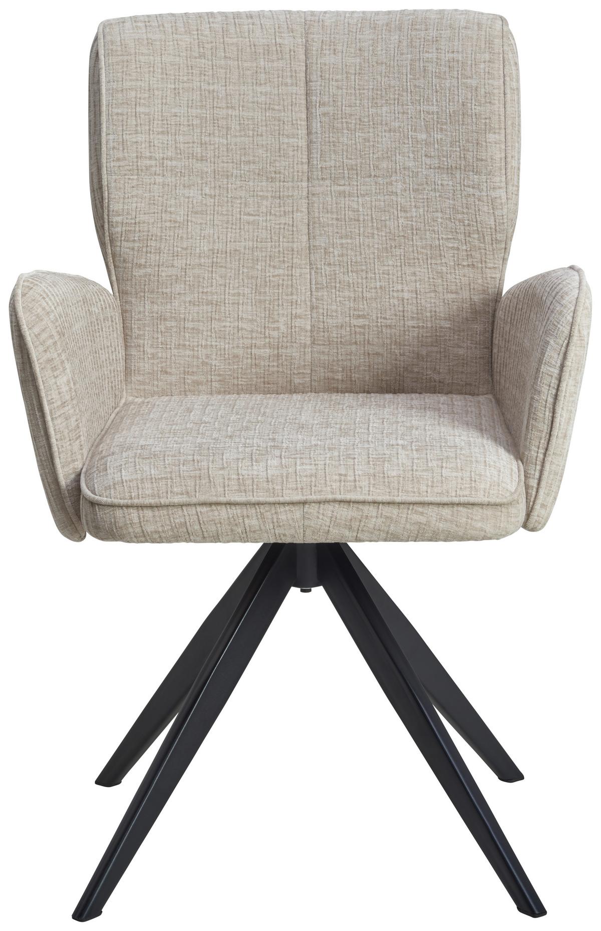 Armlehnstuhl Xilo Schwarz/beige Gepolstert - Beige/Schwarz, LIFESTYLE, Holz/Textil (60/89/63cm) - MID.YOU