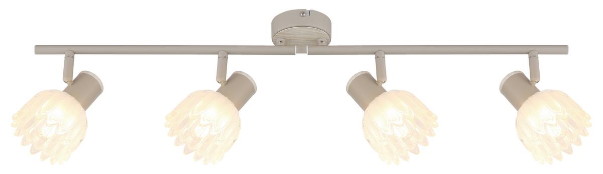 Strahler Exkl. 4xe14, 40w - Sandfarben, KONVENTIONELL, Glas/Metall (70/9/15,5cm) - Globo