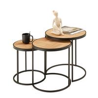 Sada stolků CAN - černá/přírodní barvy, Lifestyle, kov/kompozitní dřevo (47/50/47cm) - Zandiara