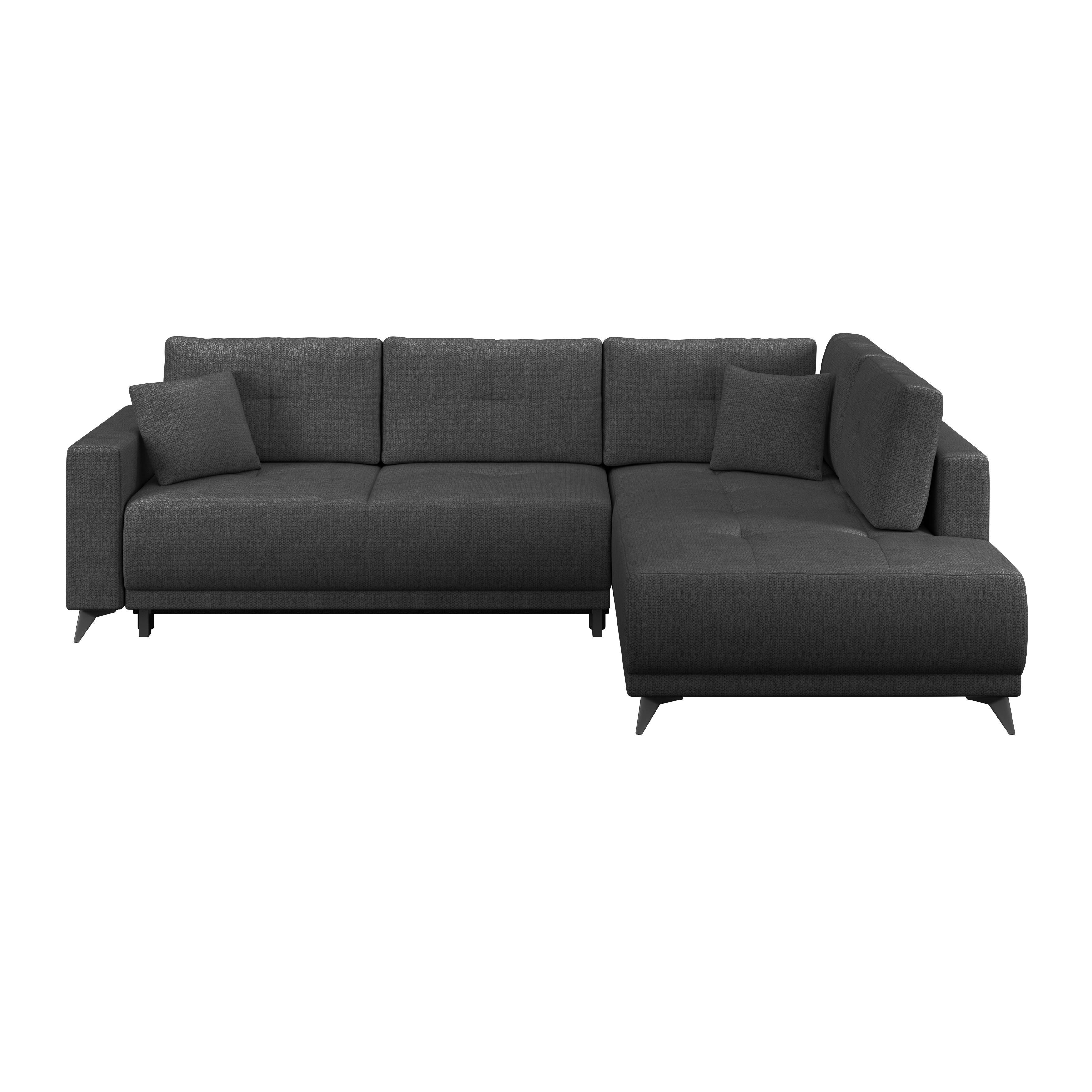 Rohová sedačka TEXAS, pravá, antracitová - sivohnedá/čierna, Konventionell, drevo (259/203cm) - Based