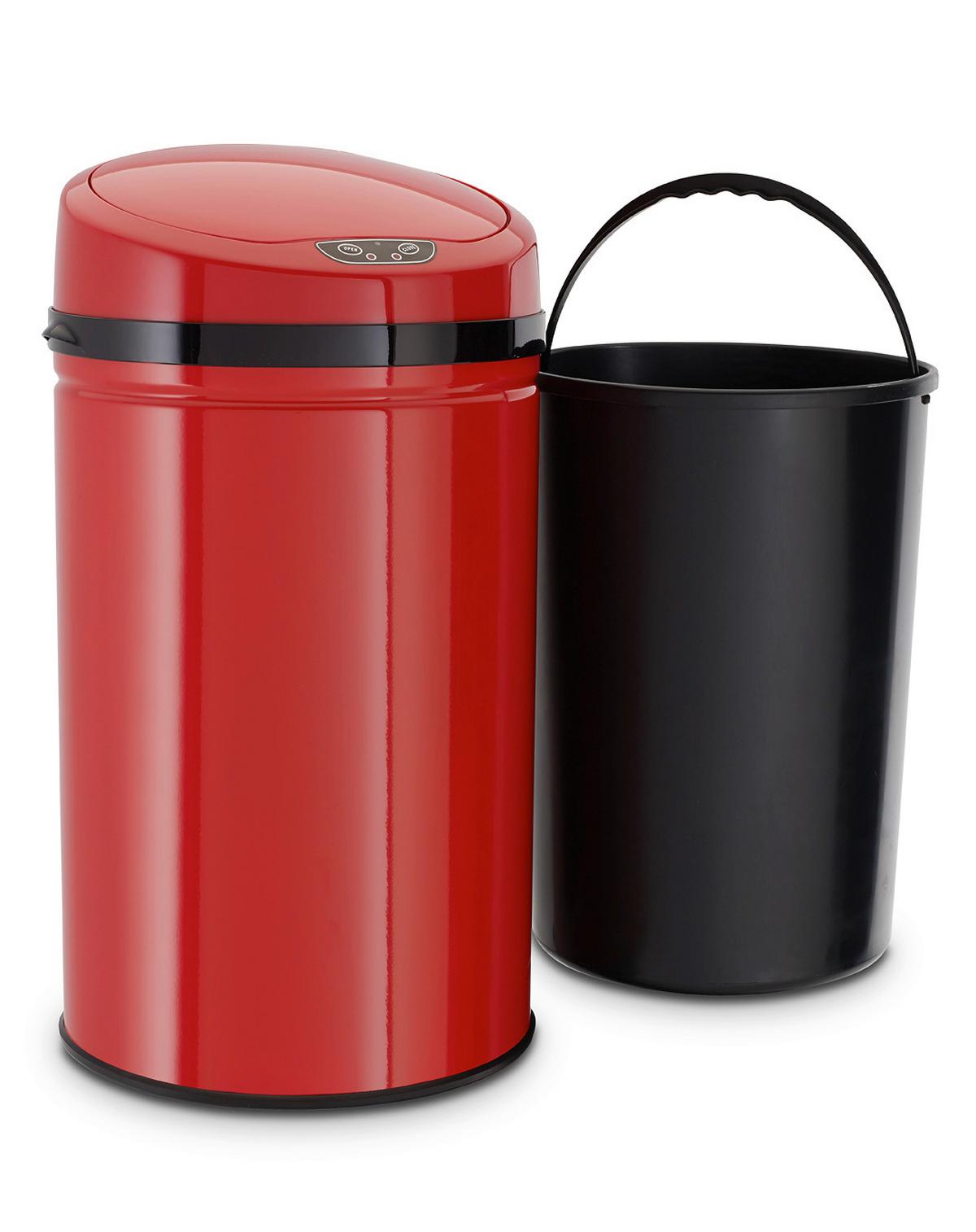 Echtwerk Abfalleimer 30 Liter Edelstahl, Rot - Rot/Schwarz, Basics, Kunststoff/Metall (30,5/56,5cm) - Echtwerk