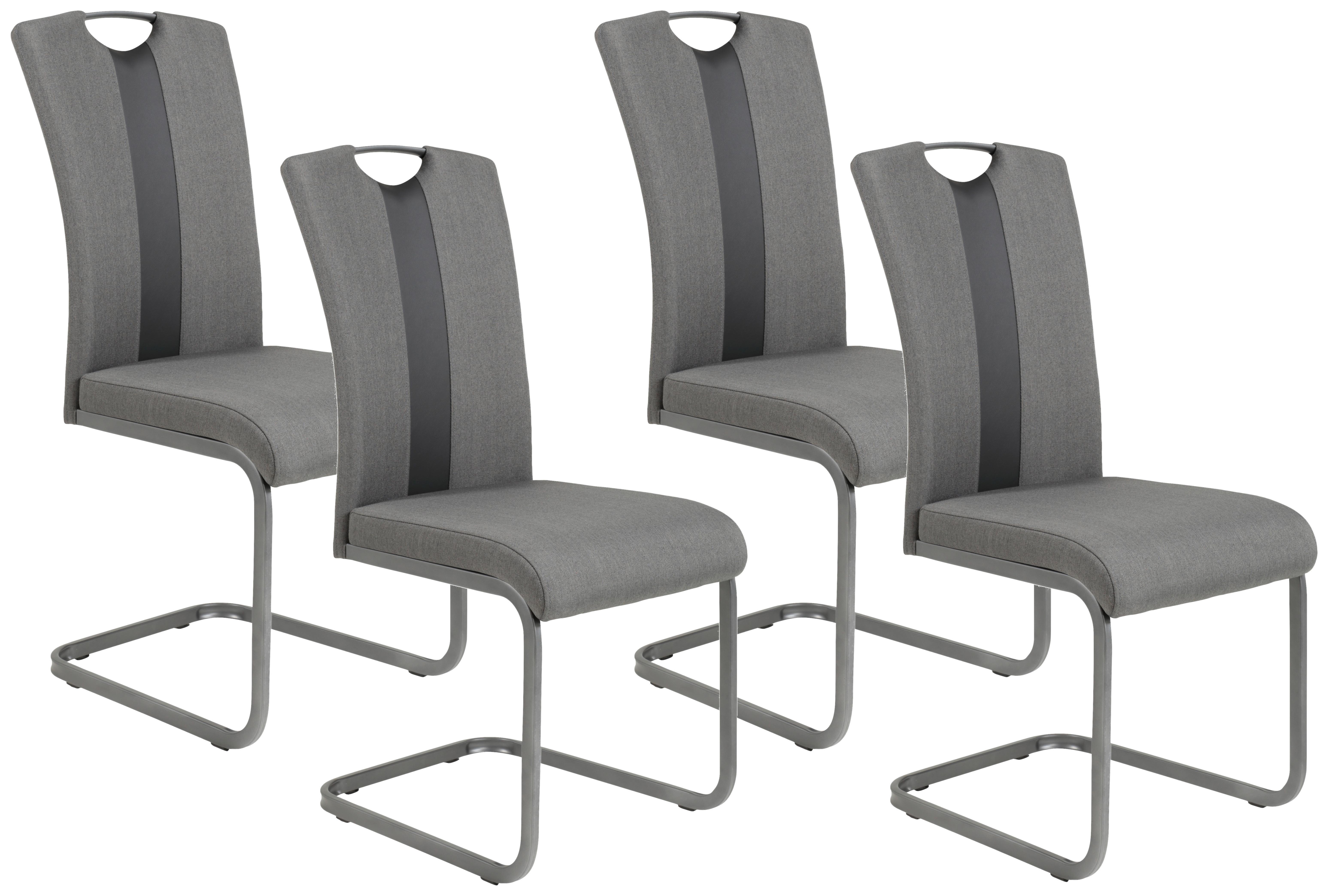 Schwingstuhl Amber Anthrazit/ Grau Gepolstert 4er-Set - Anthrazit/Grau, MODERN, Textil/Metall (43/98/56cm) - MID.YOU