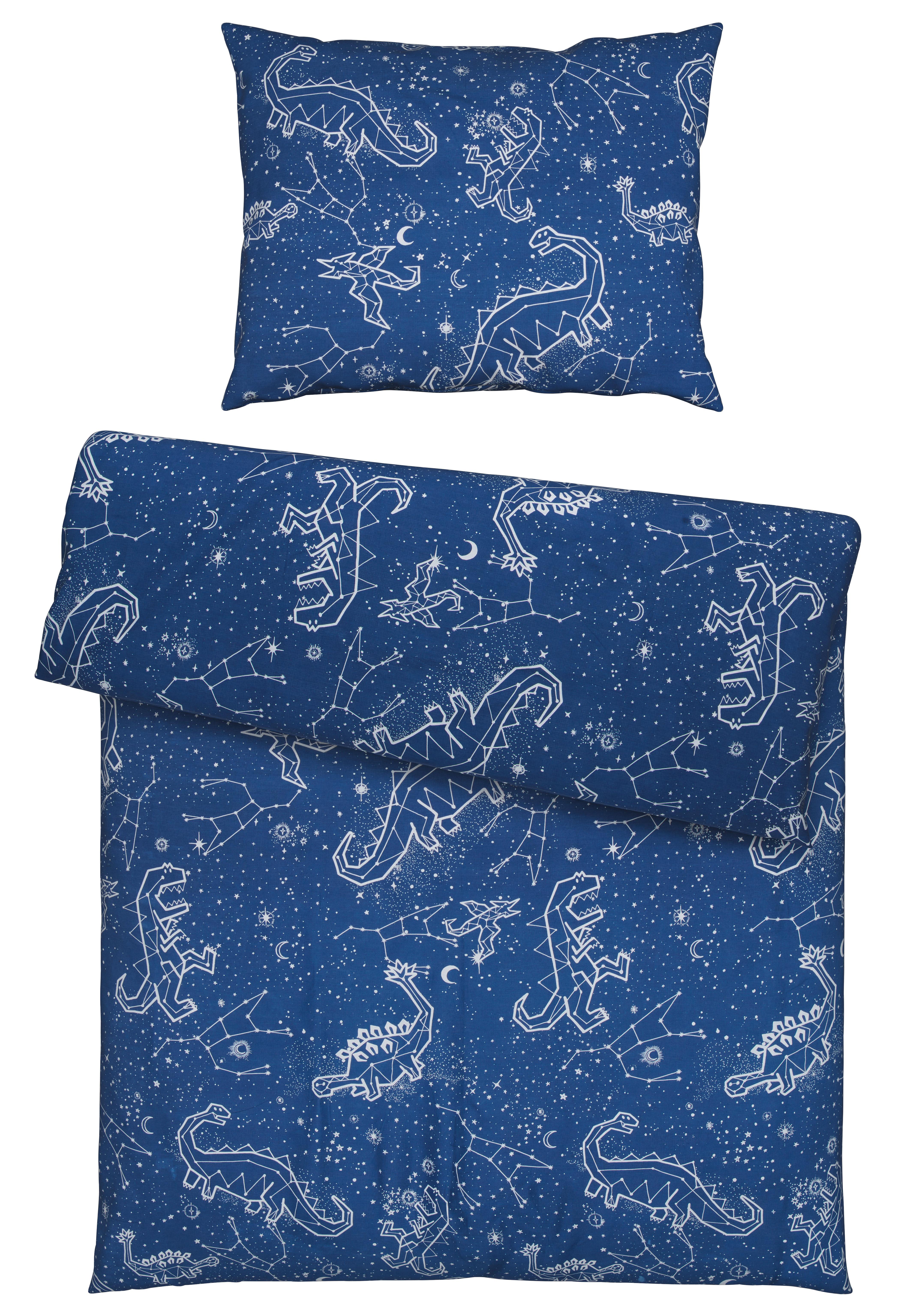 Povlečení Dino, 140/200cm - bílá/modrá, textil (140/200cm) - Modern Living