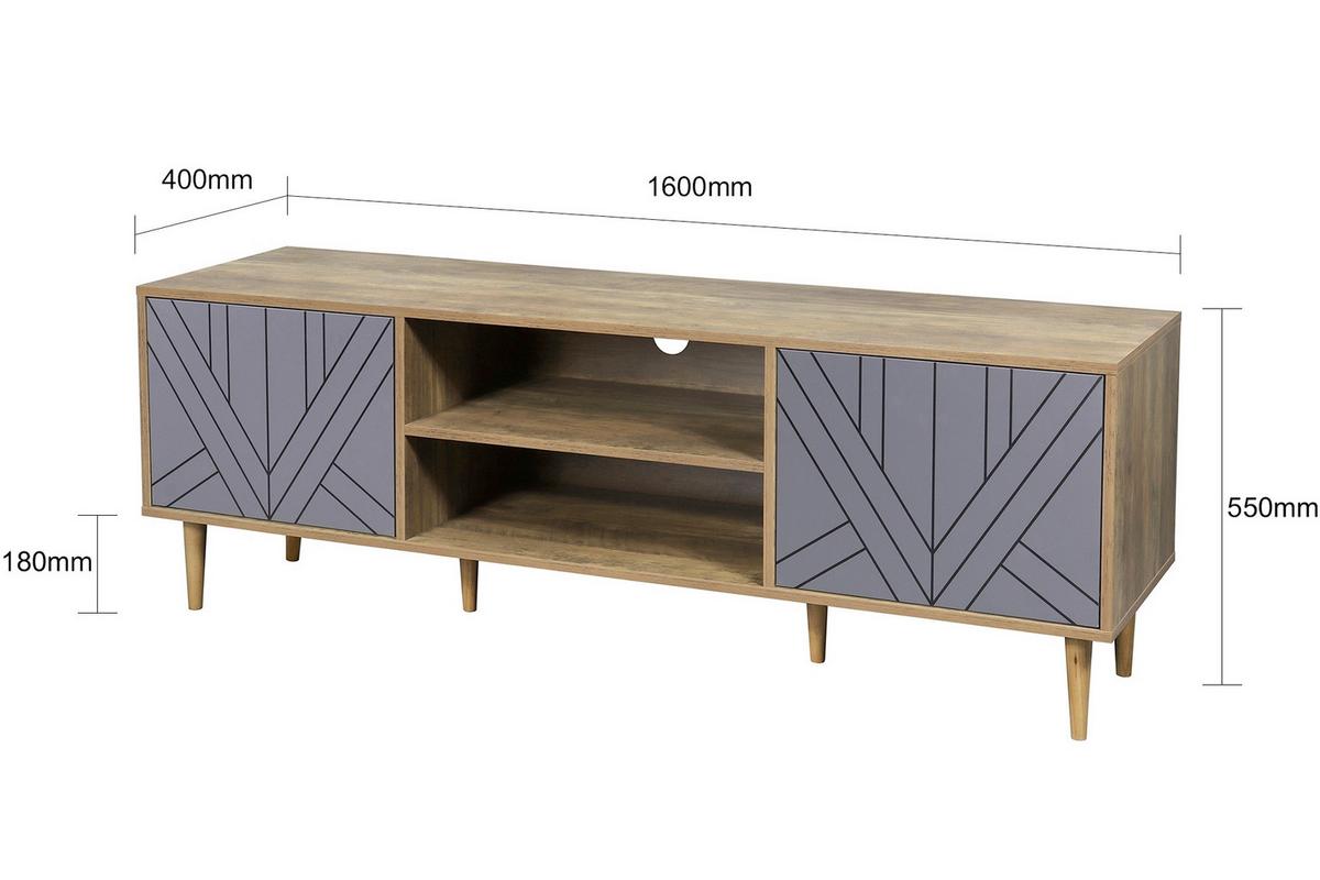 Lowboard Grau, Naturfarben B: 160cm - Naturfarben/Grau, Design, Holzwerkstoff (160/55/40cm) - Livetastic