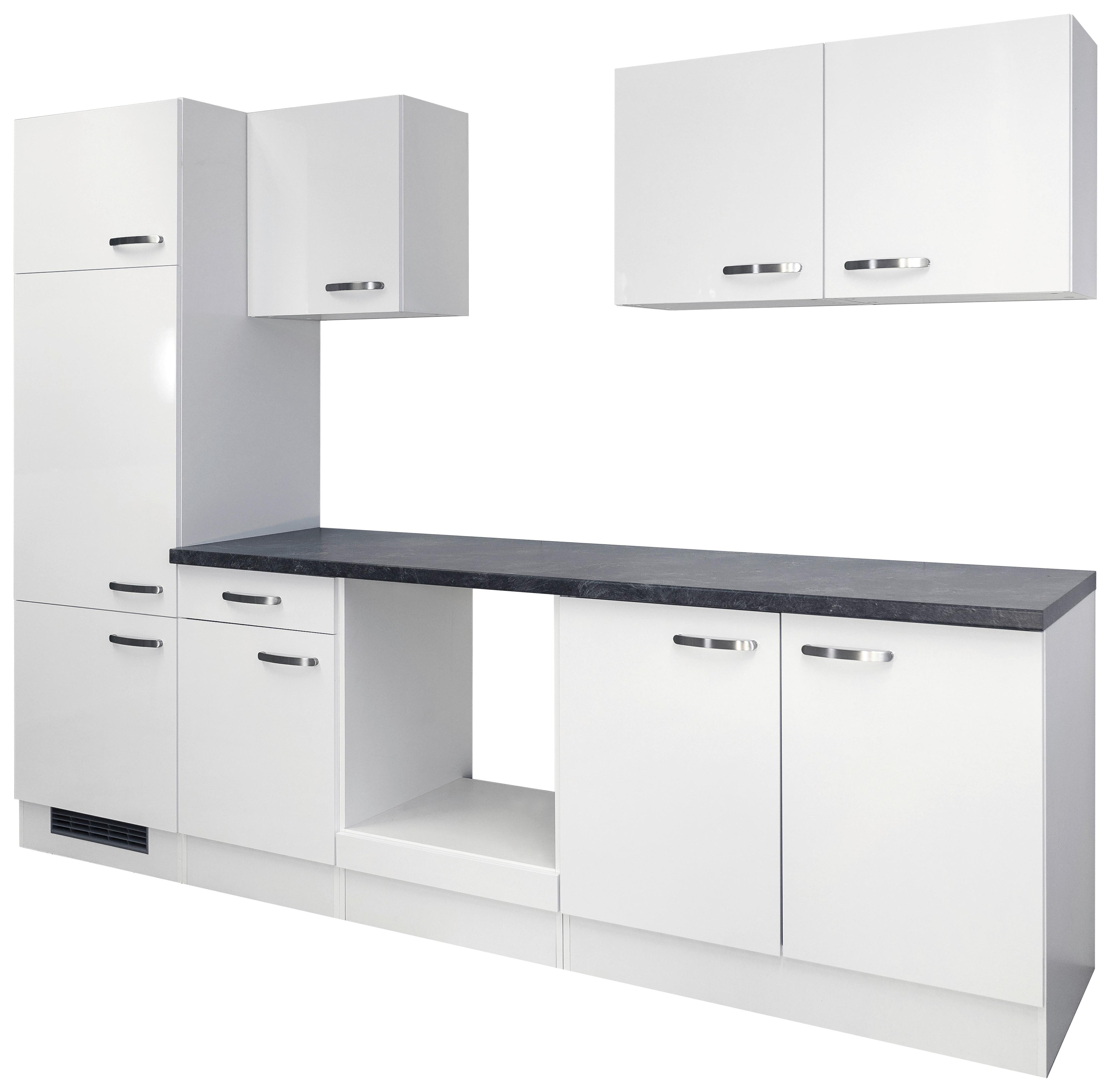 Küchenzeile Alba ohne Geräte 270 cm Weiß/Schiefer - Schieferfarben/Weiß, MODERN, Holzwerkstoff (270cm)