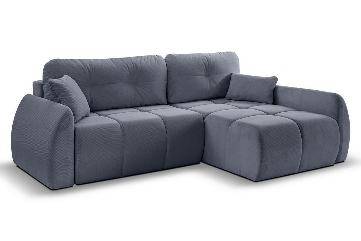 Ecksofa Sancho Long Blaugrau S: 255x155cm - Blaugrau/Schwarz, Basics, Holz/Textil (255/155cm) - MID.YOU