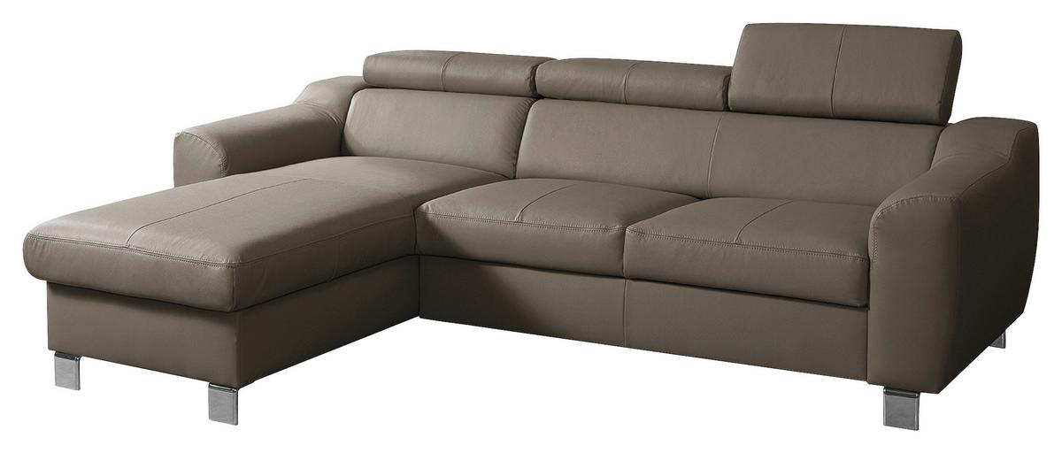 Ecksofa Aspen Taupe S: 176 Cm - Taupe/Chromfarben, Design, Leder/Textil (176/242cm) - Livetastic