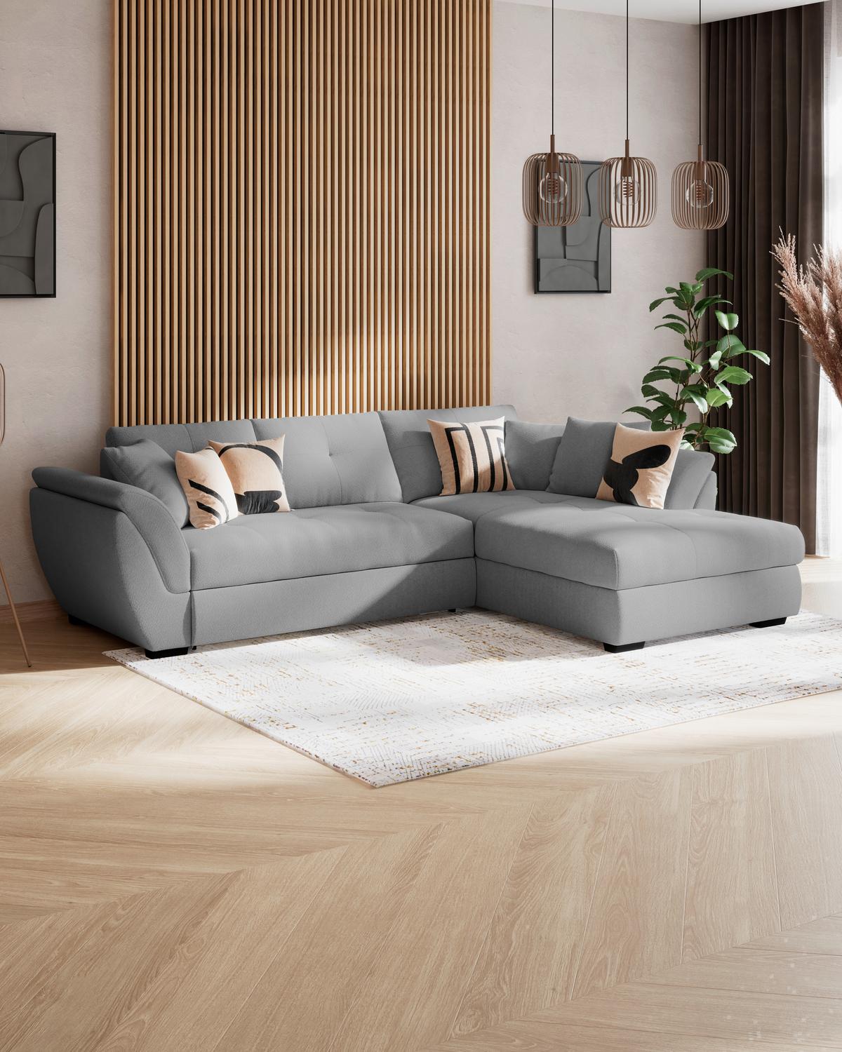 Rohová sedačka BERISSO, pravá, tmavosivá - čierna/tmavosivá, Konventionell, textil (278/187cm) - Ondega