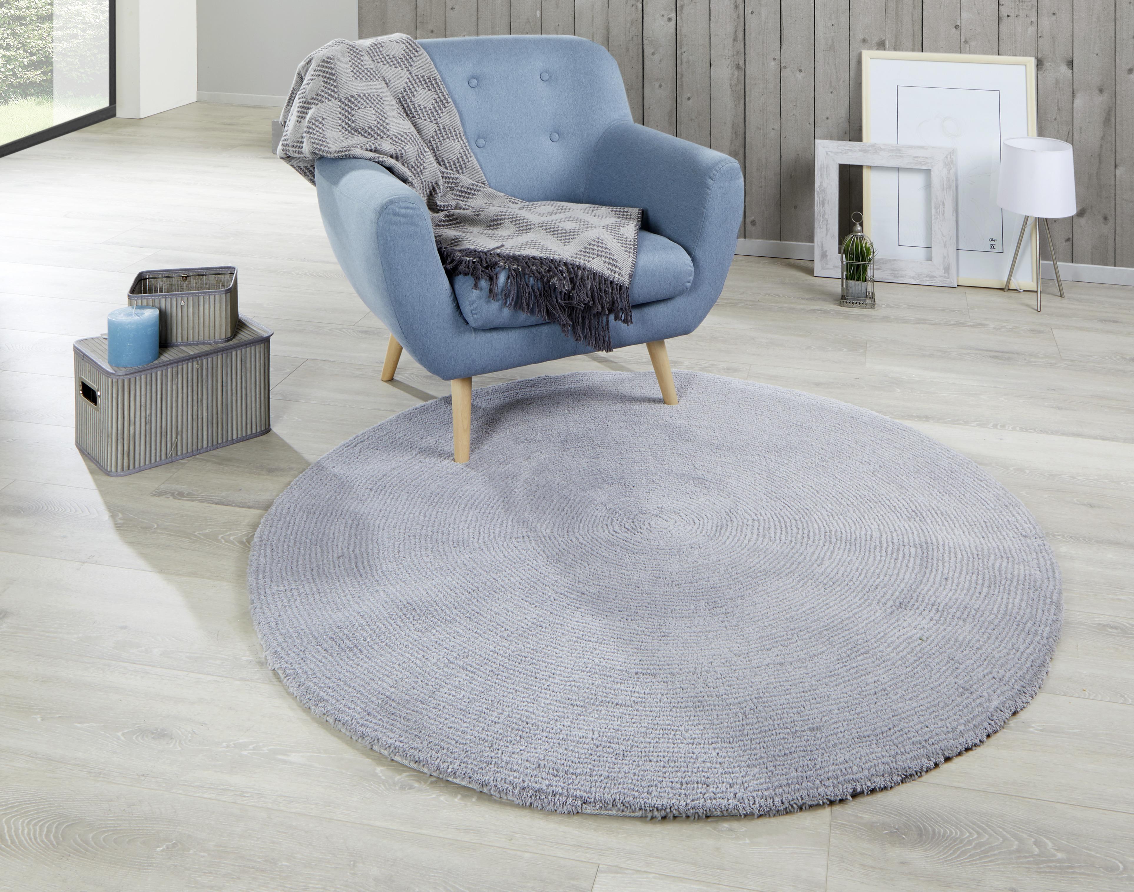 Webteppich Grau Blanca Rund Ø 150 Cm - Grau, Textil (150cm) - James Wood