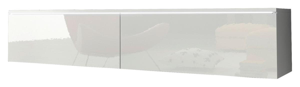 Nízka komoda s LED bílá vysoký lesk - bílá/šedá, Lifestyle, kompozitní dřevo/plast (140/30/33cm) - P & B