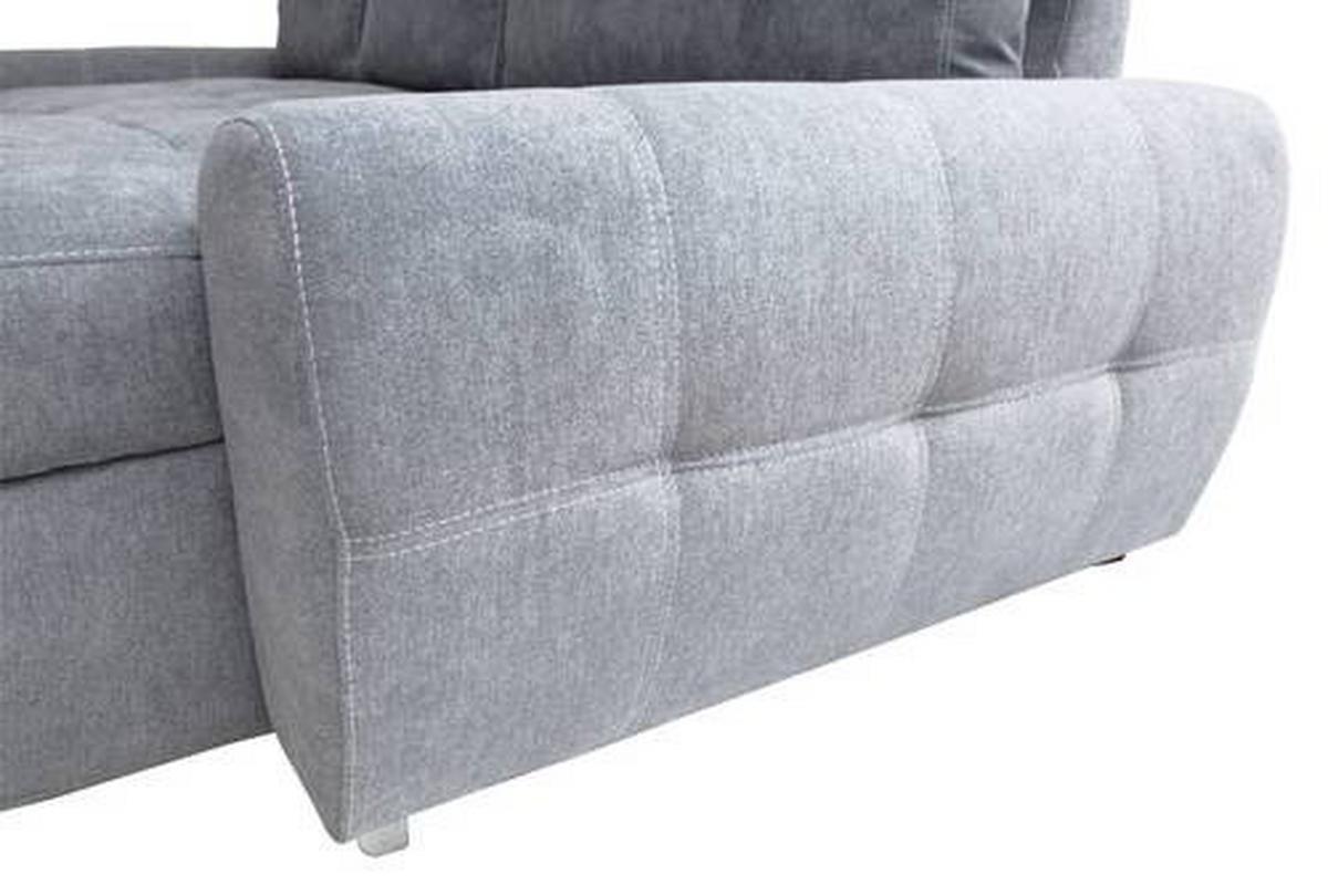 Ecksofa Mit Schlaffunktion Solar Hellgrau 277x175 Cm - Chromfarben/Hellgrau, Design, Textil (277/175cm) - Livetastic