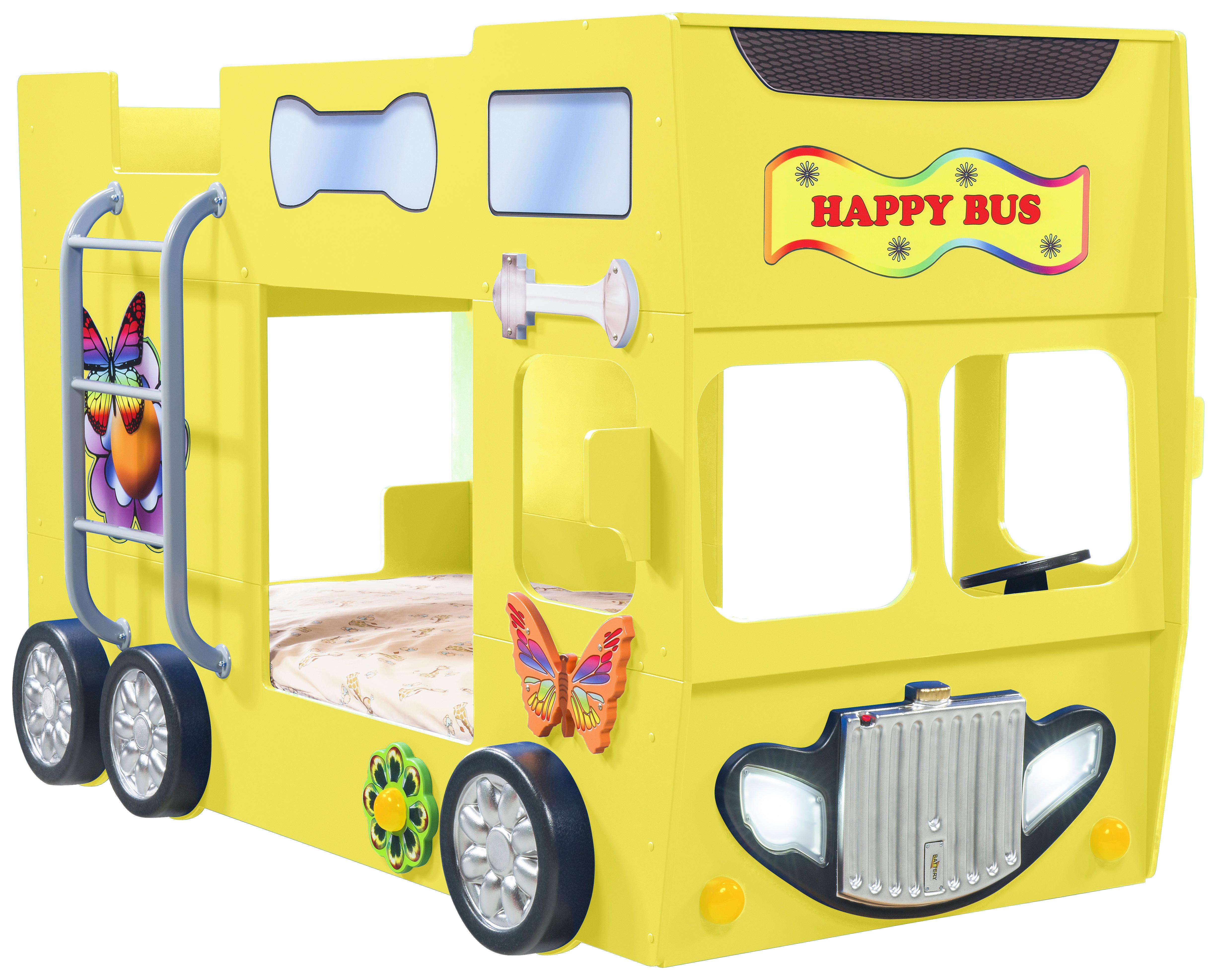 Autobett Happybus Doppeldecker Gelb - Gelb/Weiß, LIFESTYLE, Holz/Holzwerkstoff (90/190cm) - Livetastic