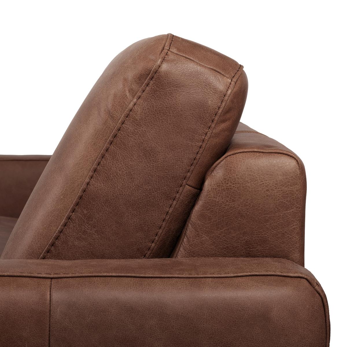 3-Sitzer-Sofa Spring, Dunkelbraun B: 187 cm - Dunkelbraun/Schwarzchrom, Design, Leder (187/85/92cm) - Livetastic