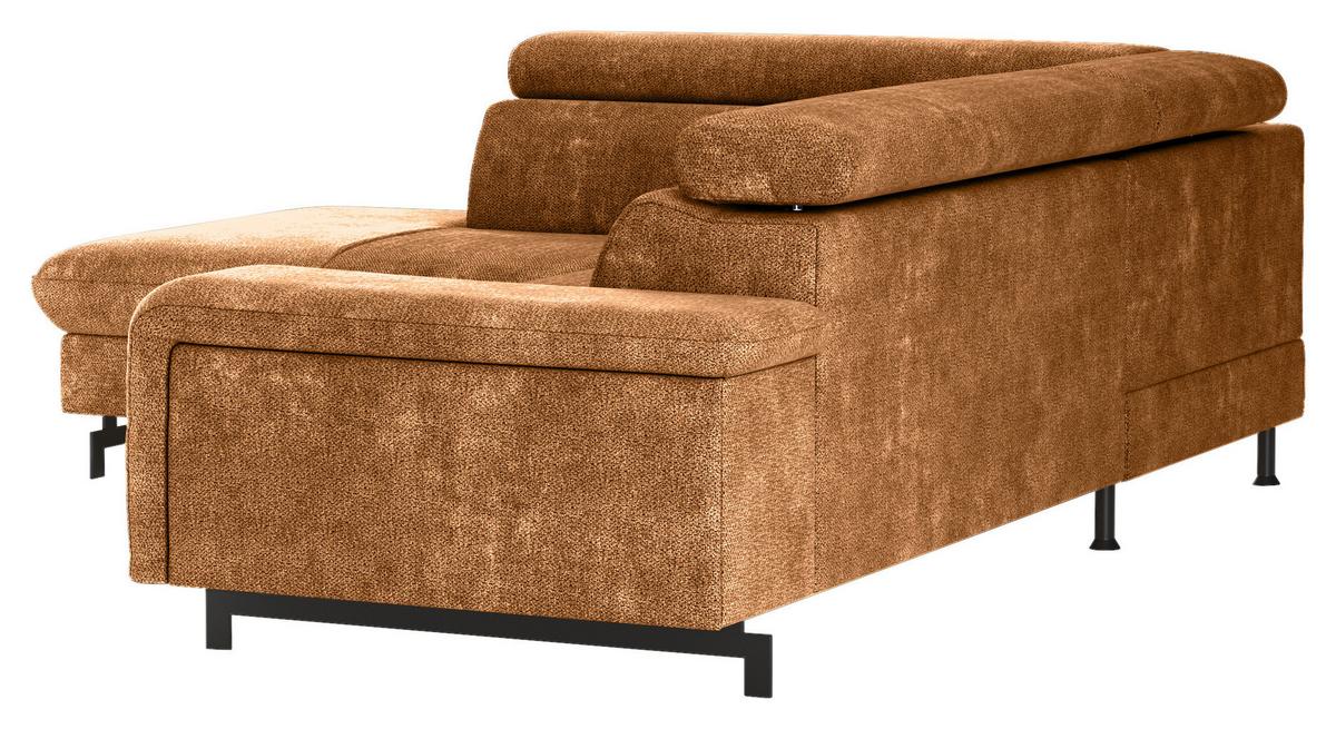 Ecksofa mit Bettkasten Emma Cognac 215x262 cm - Cognac/Schwarz, Textil (215/262cm) - MID.YOU